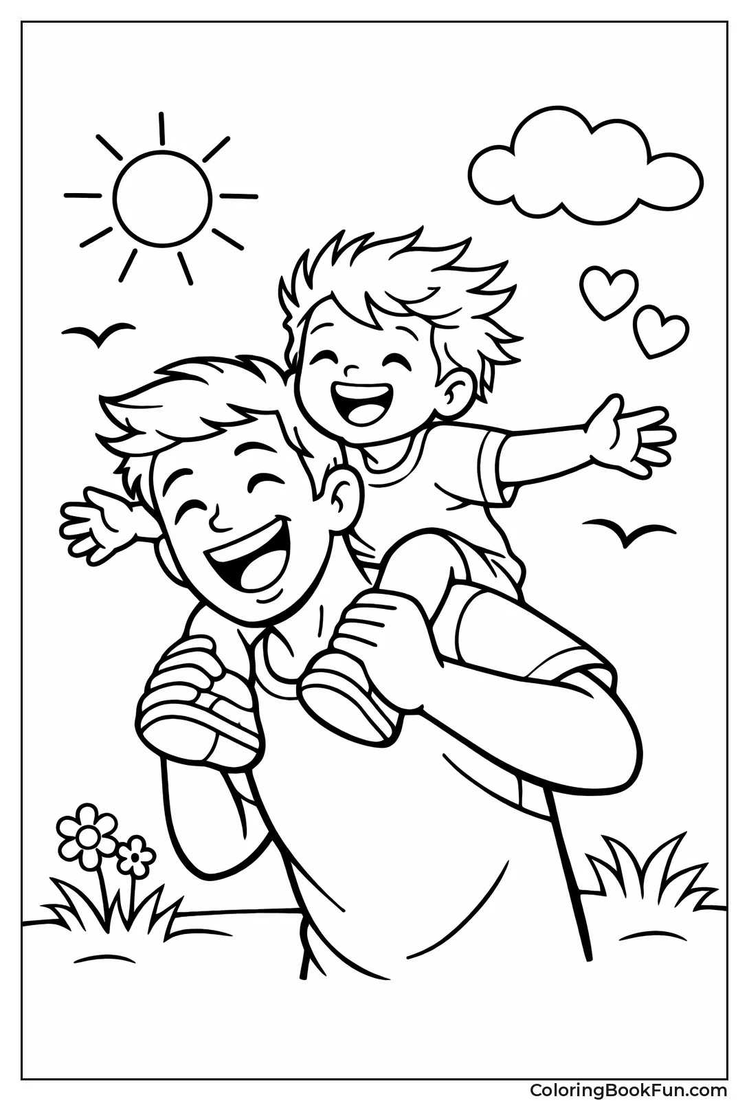 Dad Gives Kid Piggyback Ride