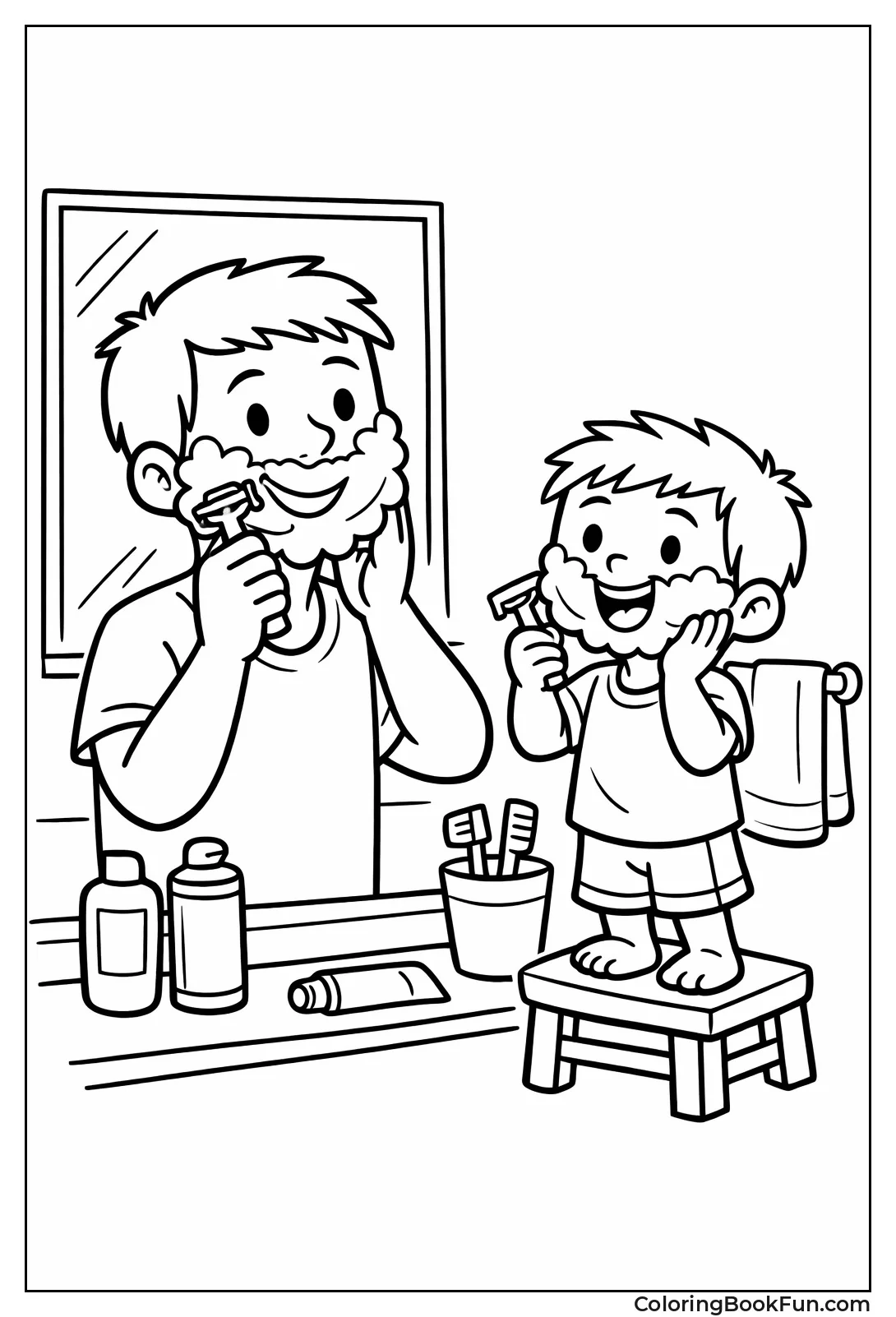 Dad Shaves as Kid Copies