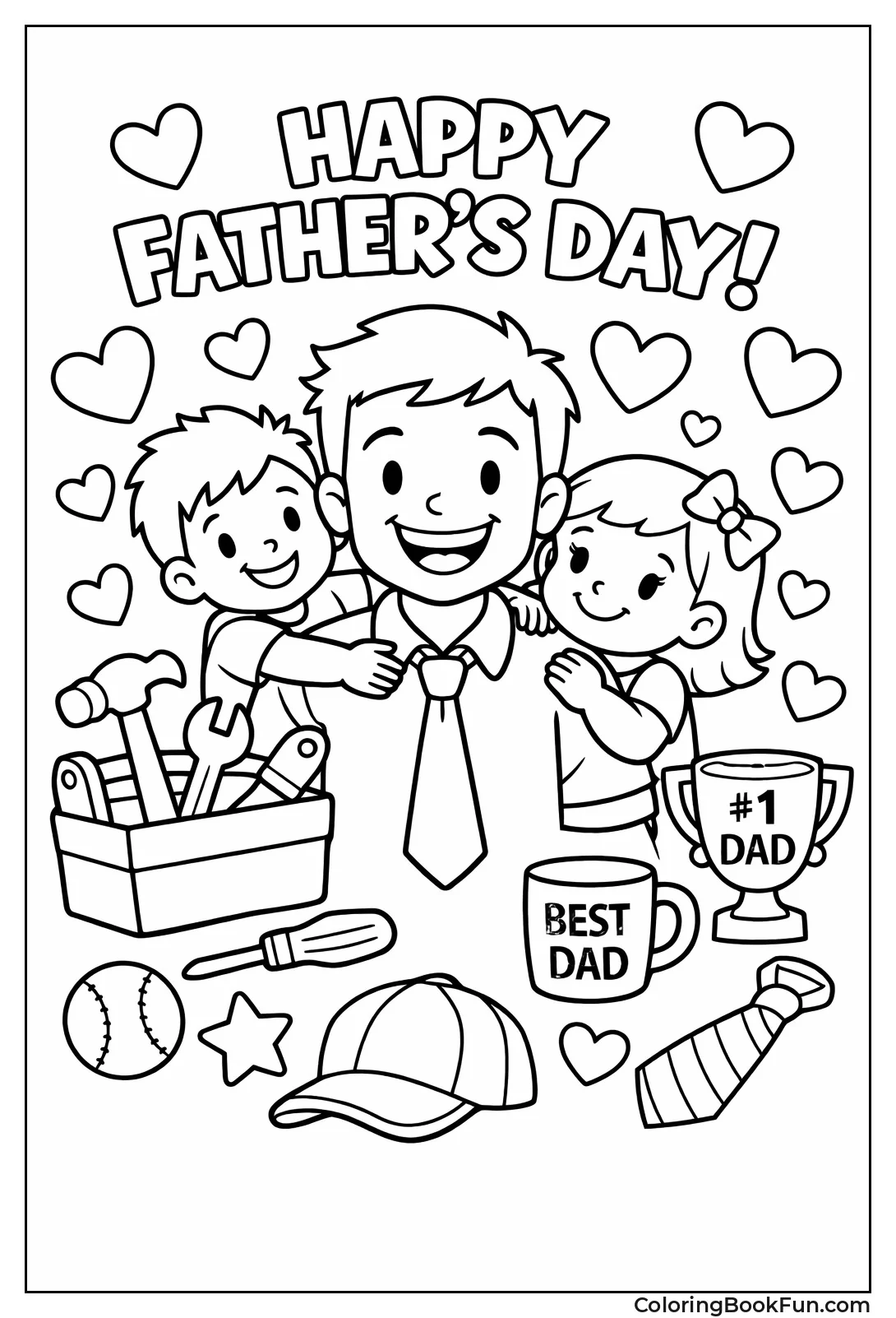 Smiling Dad with Heart Symbols