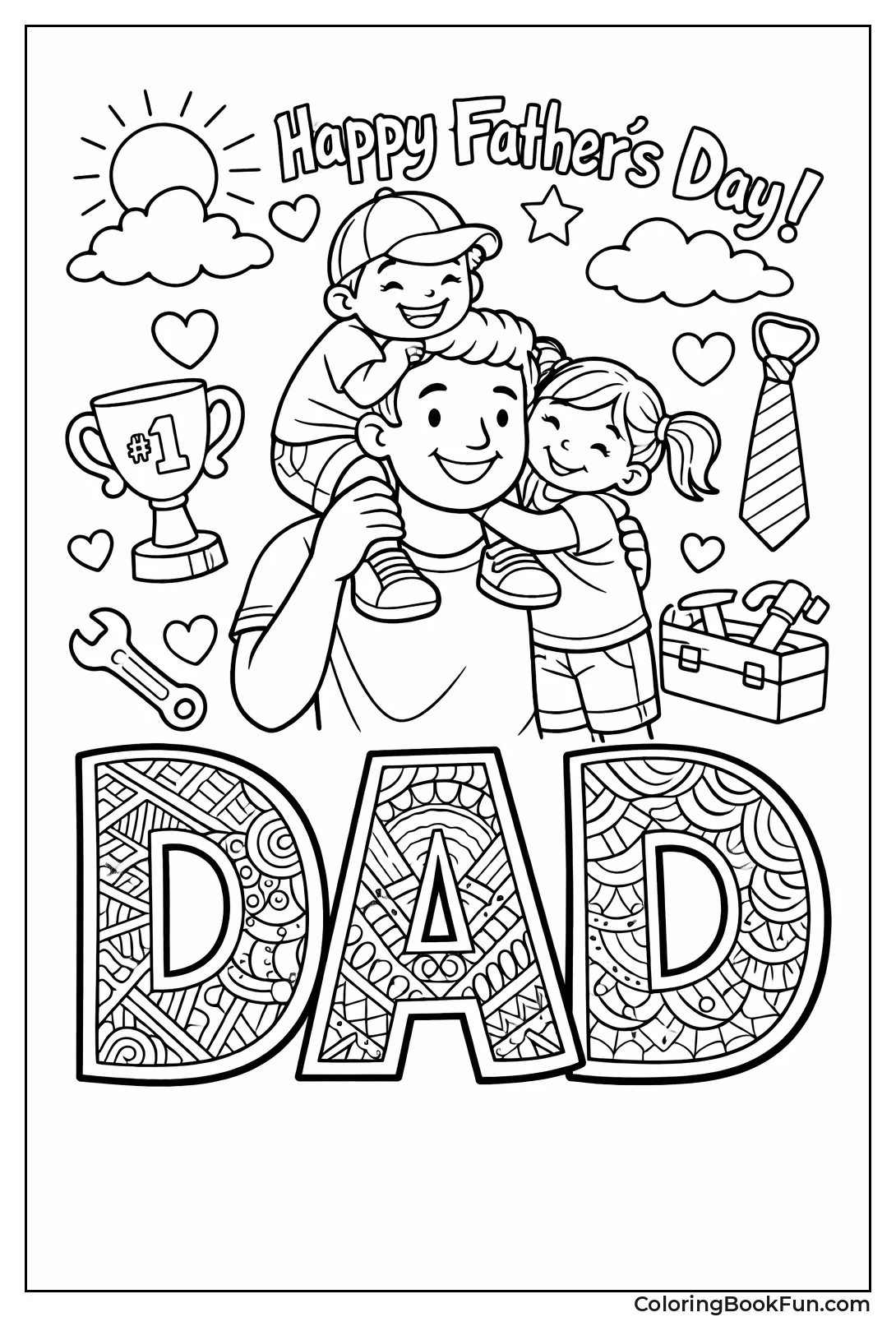 DAD Letters in Zentangle Patterns