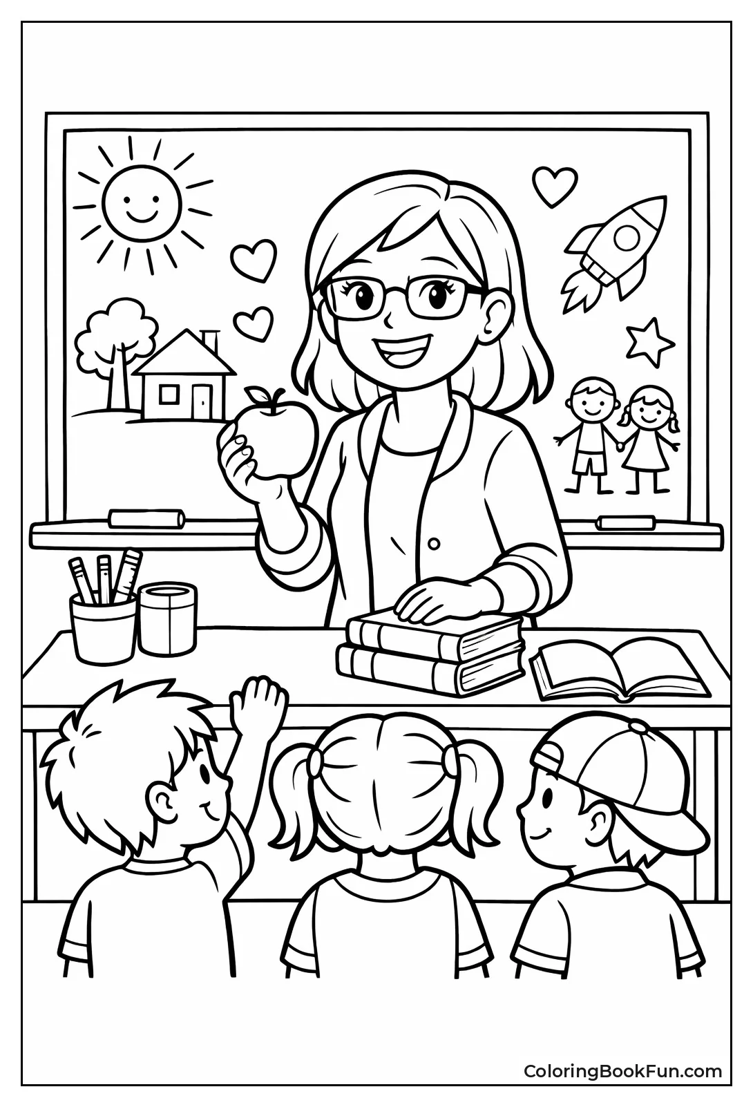 Favorite Teacher Holding Apple Hearts