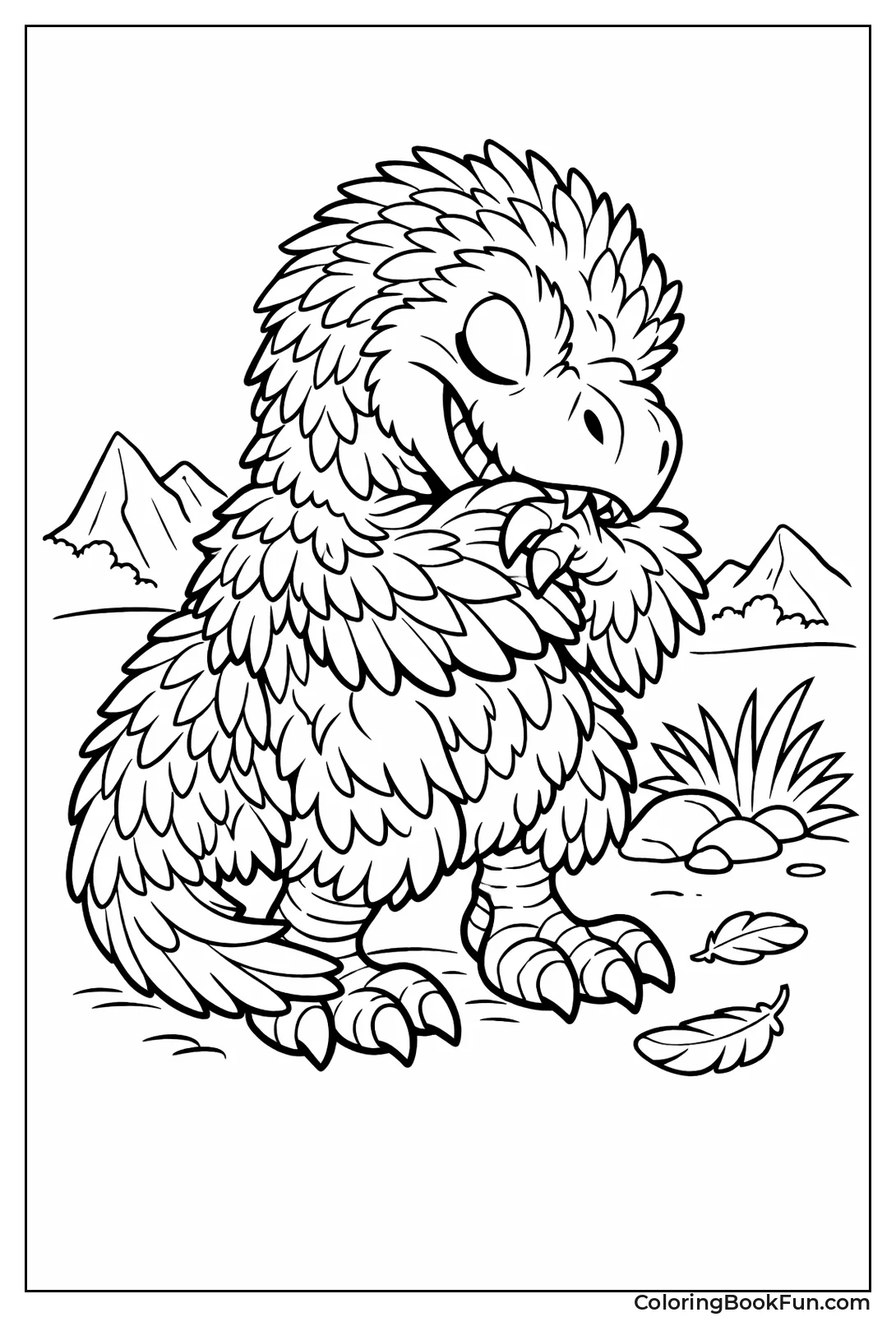 Feathered Juvenile T-Rex Preens