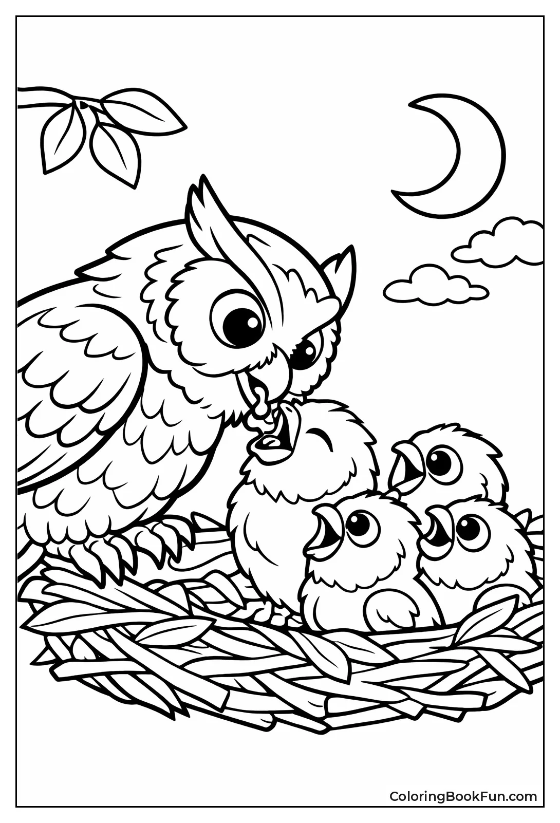 Owl Feeds Hungry Owlets