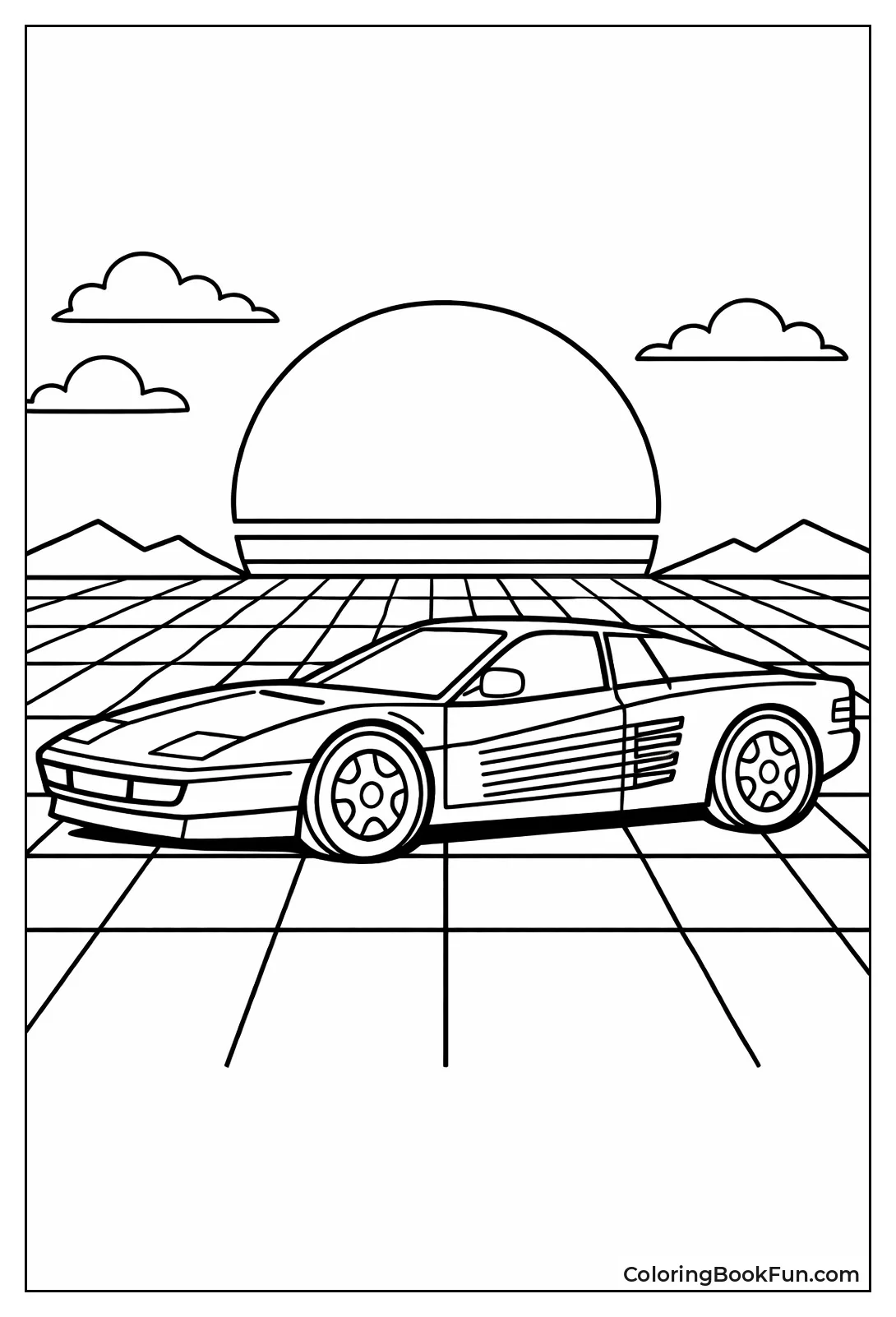 Synthwave Testarossa at Sunset
