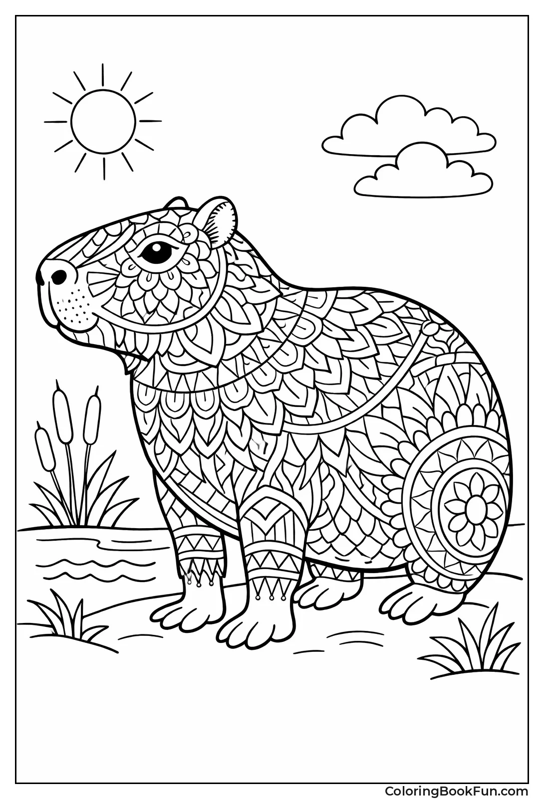 Patterned Festive Capybara Design