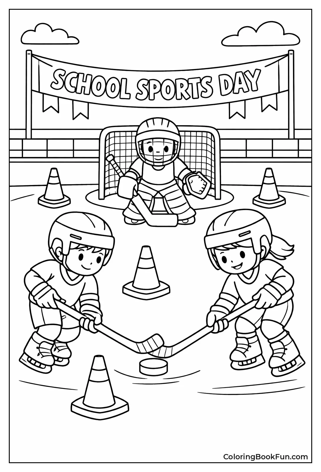 Kids Play Cone Hockey