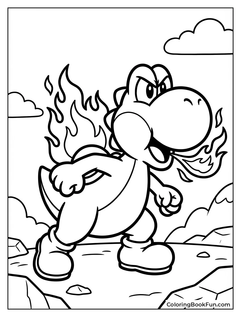 Angry Yoshi with Flames