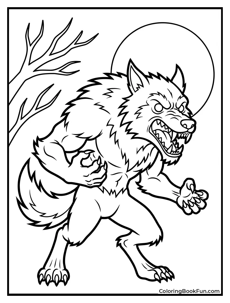 Fierce Snarling Werewolf Face