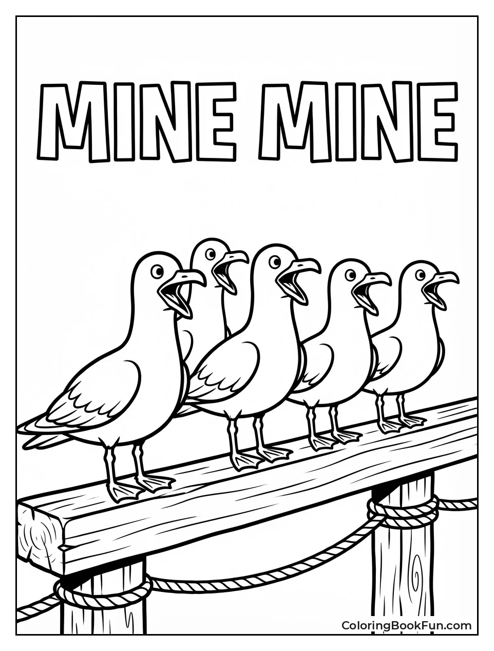 Seagulls Perch on Railing