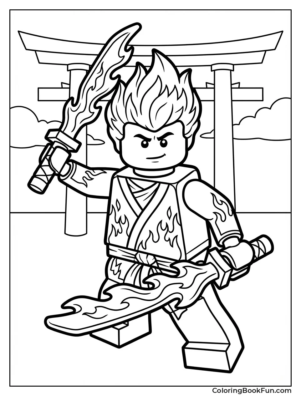 Fire Ninja with Flaming Swords