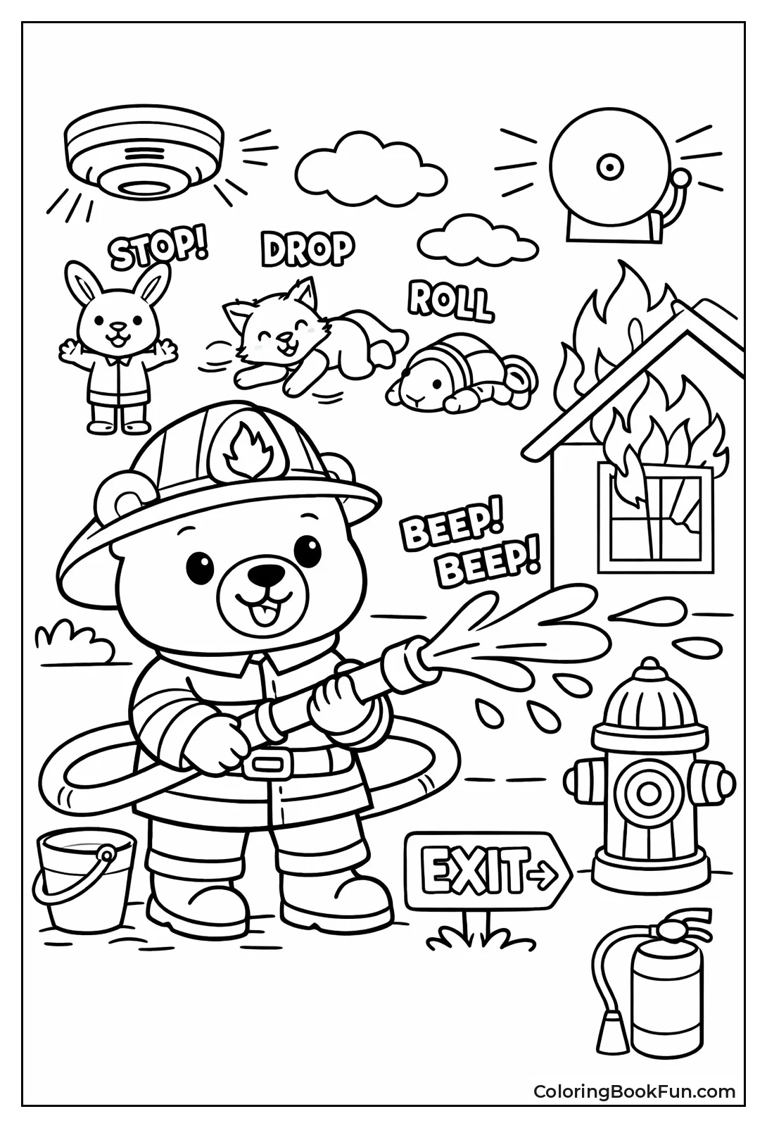 Bear Firefighter Holds Hose