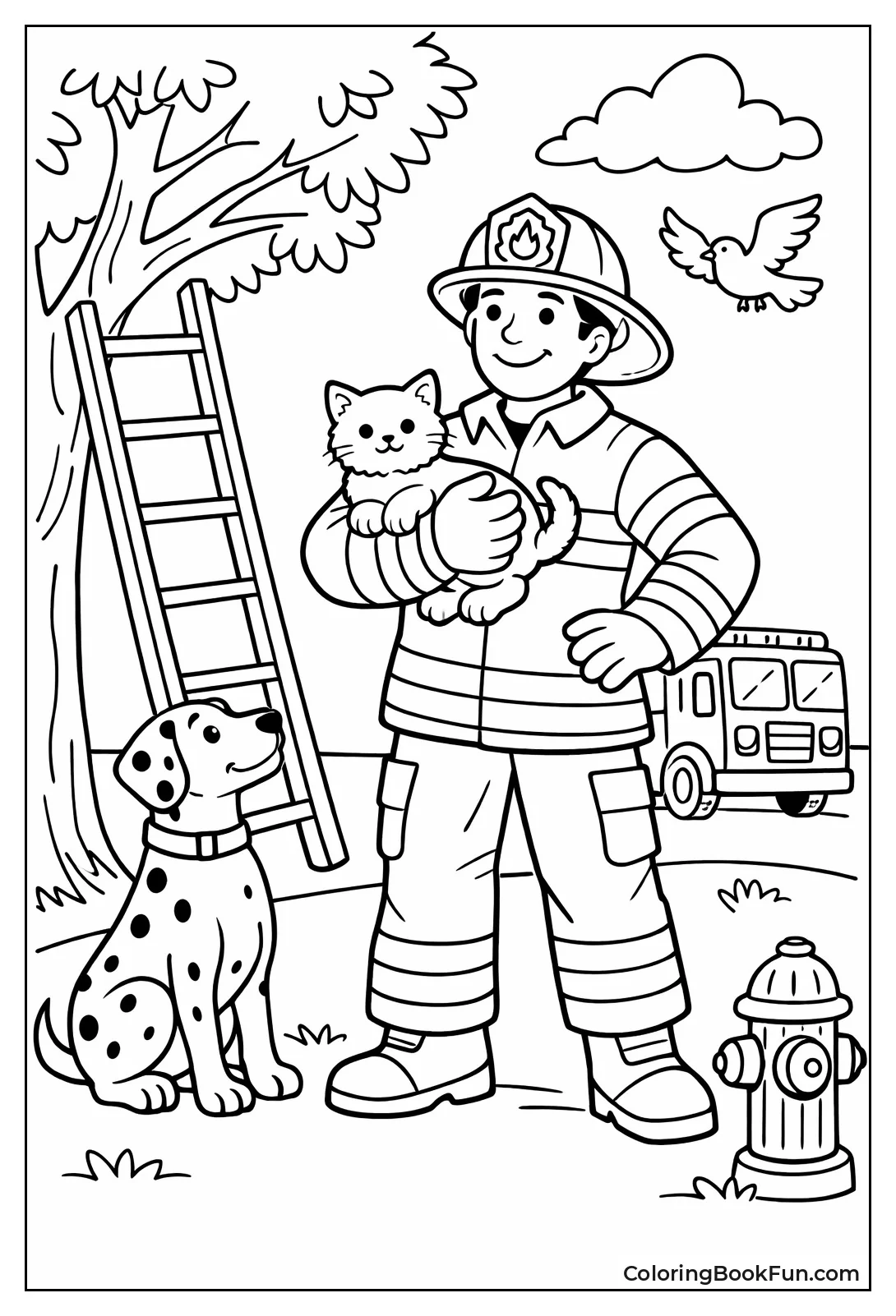 Firefighter Rescues Cat Tree