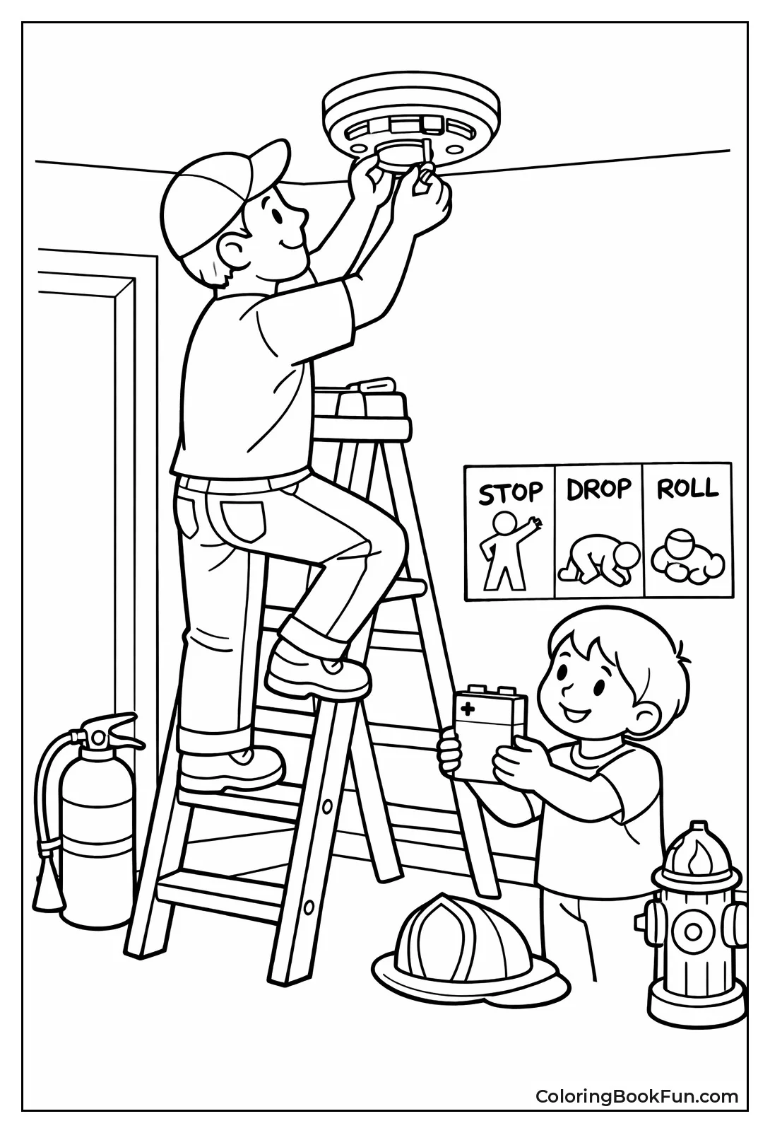 Adult Changes Smoke Alarm Battery