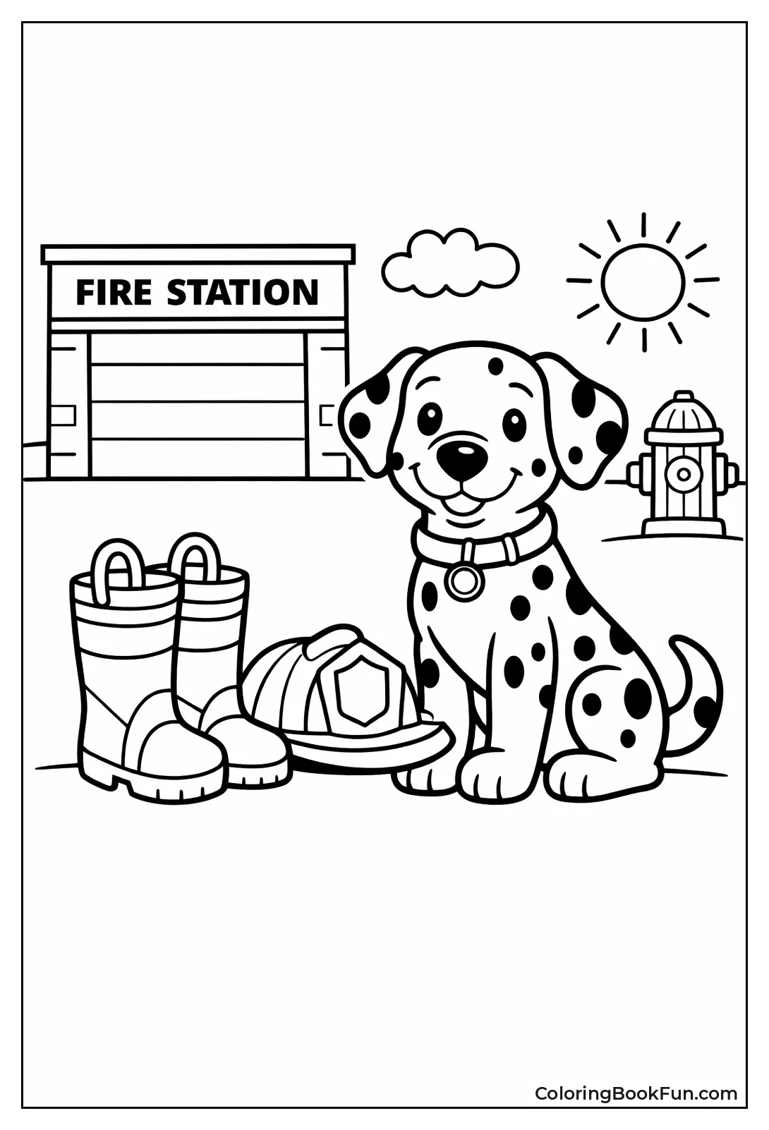 Dalmatian Beside Fire Boots