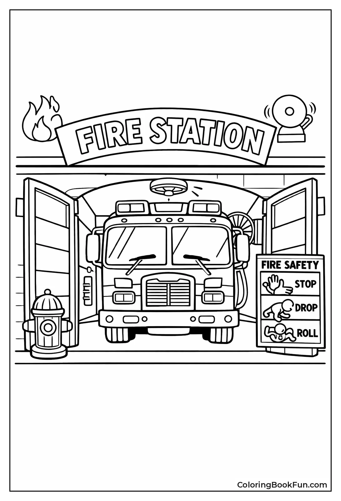 Fire Station with Truck Inside