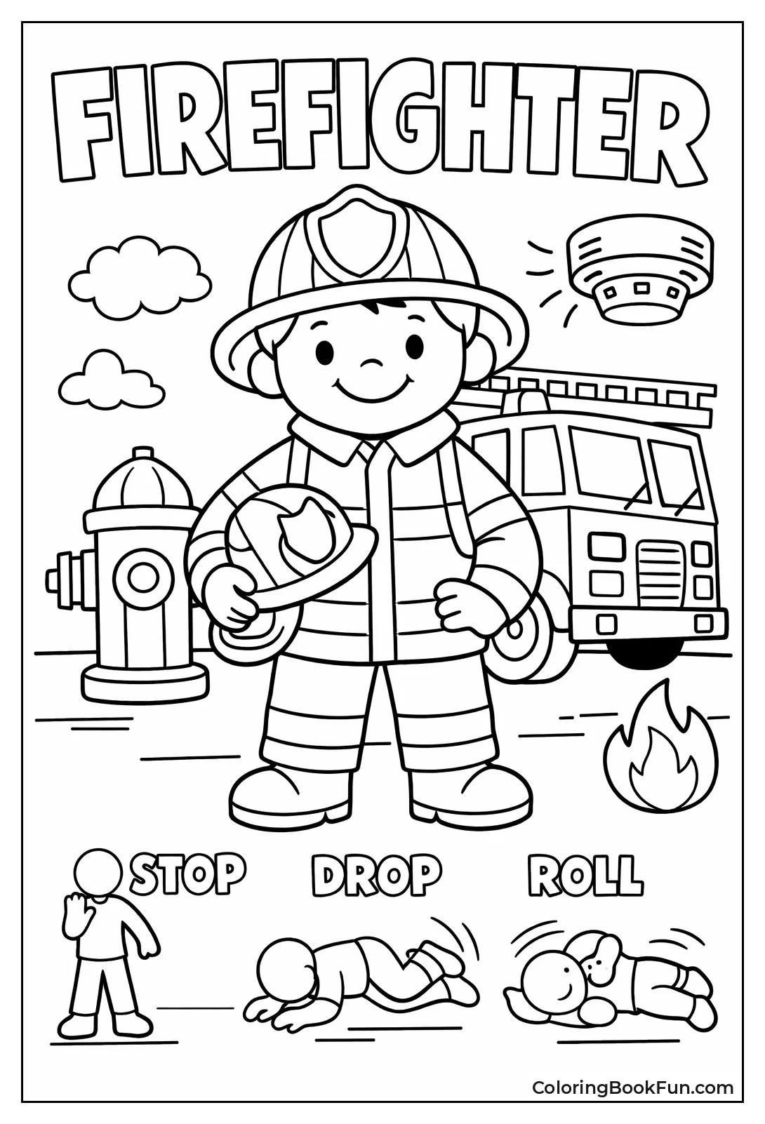 Smiling Firefighter Holding Helmet