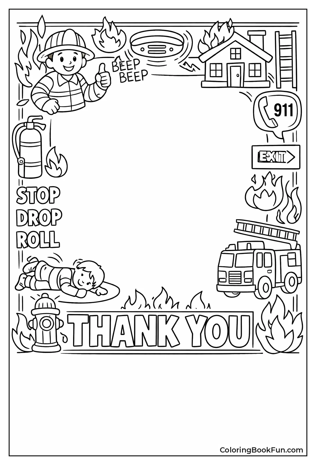 Fire Border Thank You Card