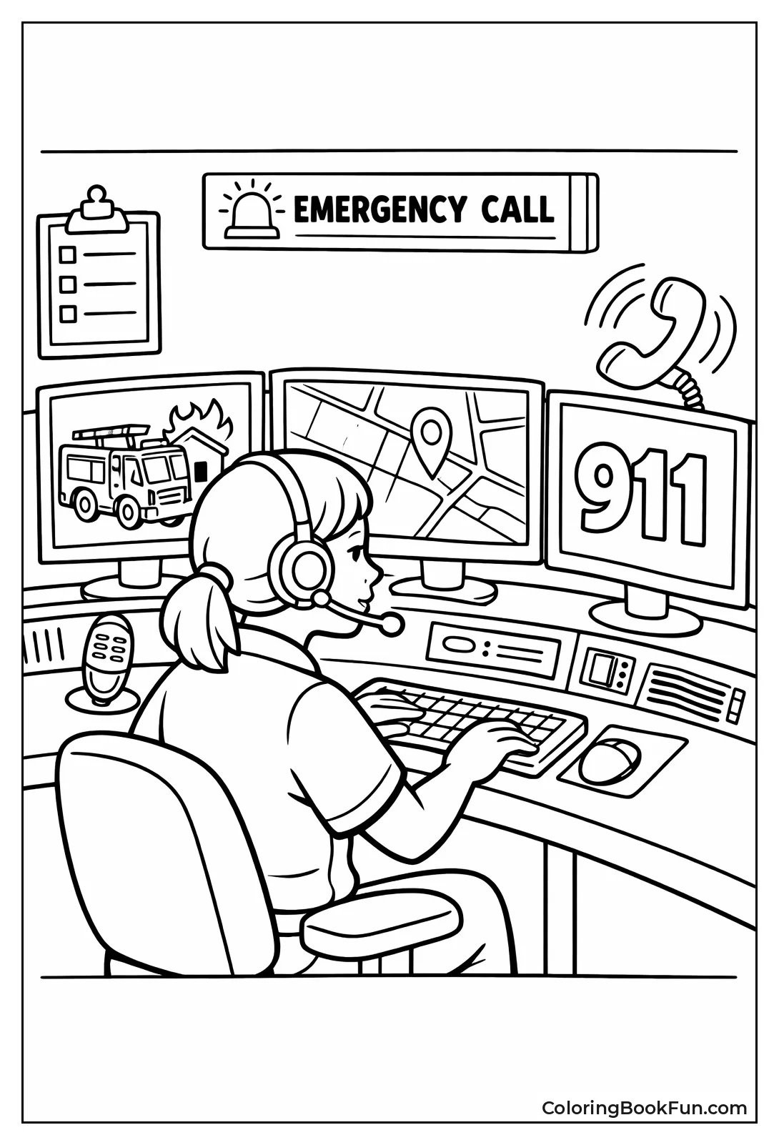 Dispatcher Wears Headset Console
