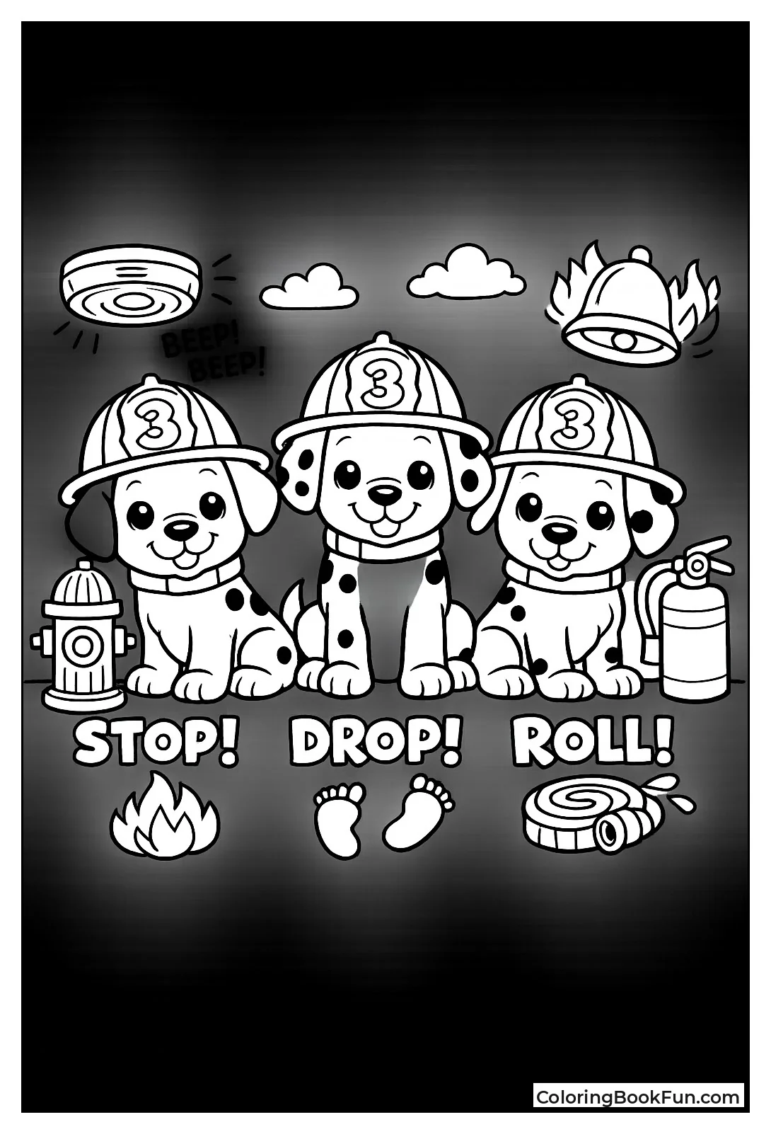 Three Dalmatians Wear Helmets