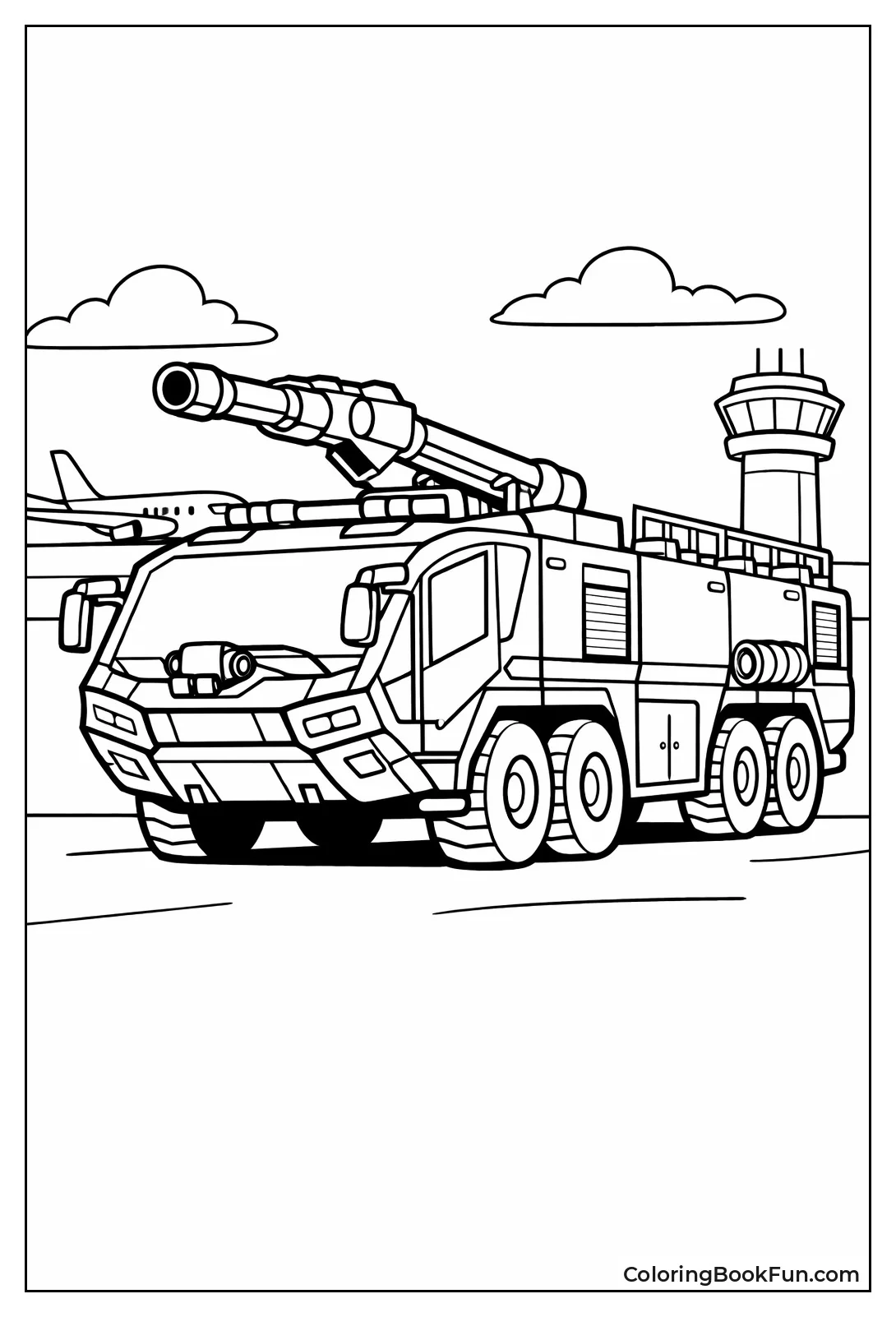 Airport Truck Fires Water Cannon