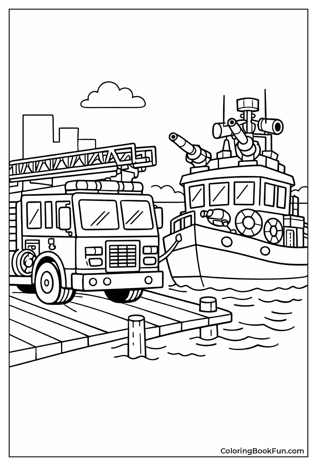 Truck Waits by Fireboat Dock