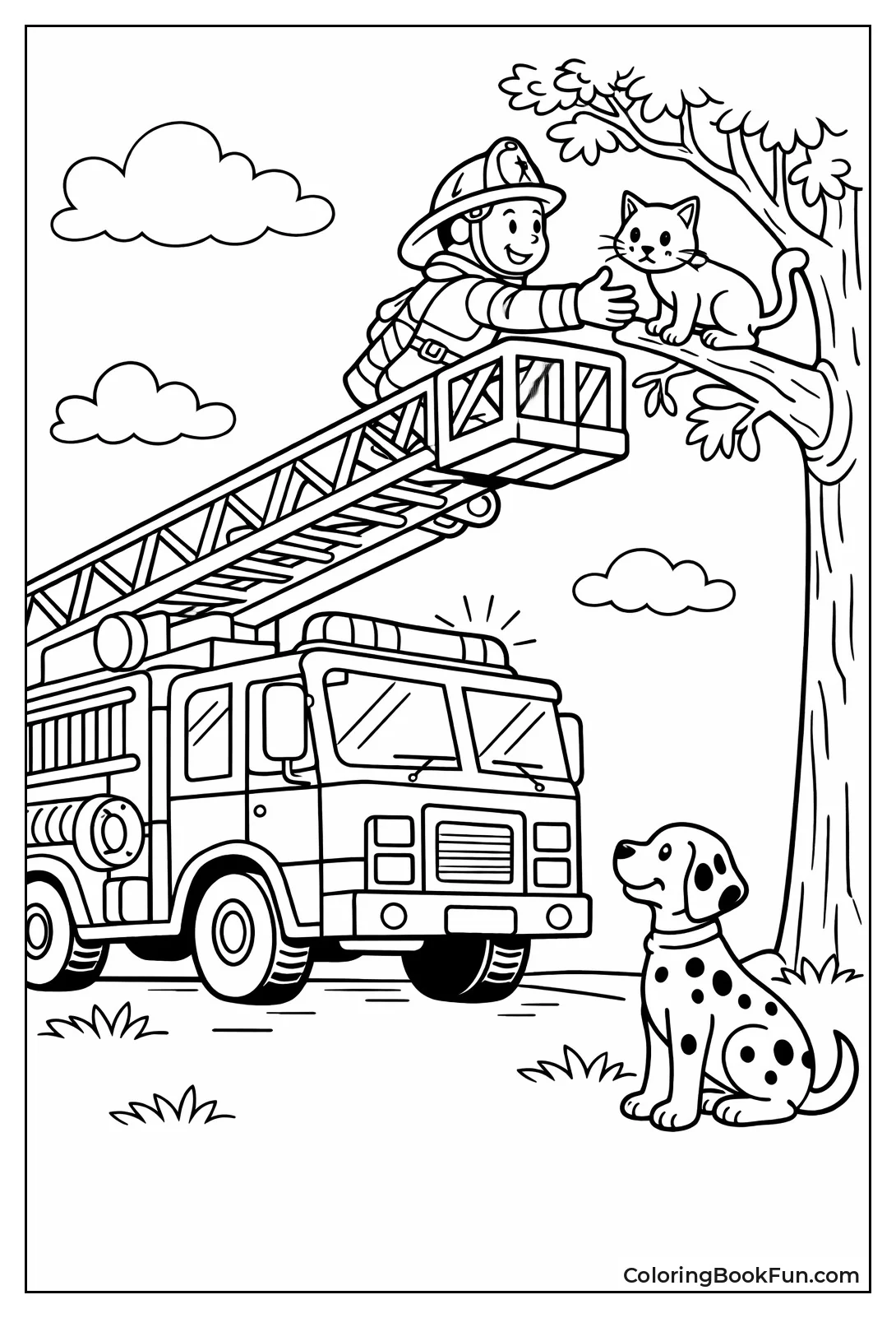 Ladder Rescues Cat from Tree