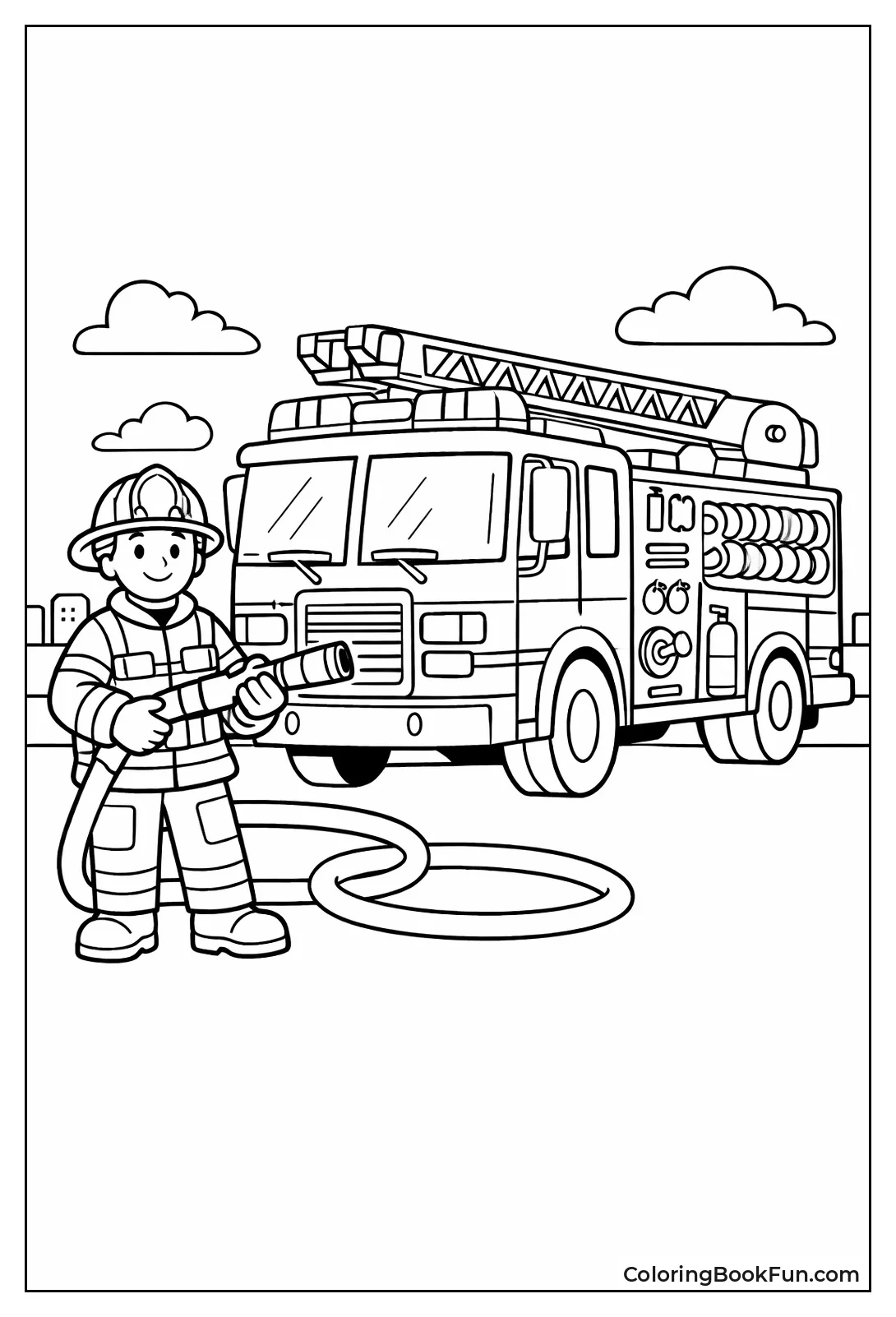 Fireman with Shiny Fire Truck