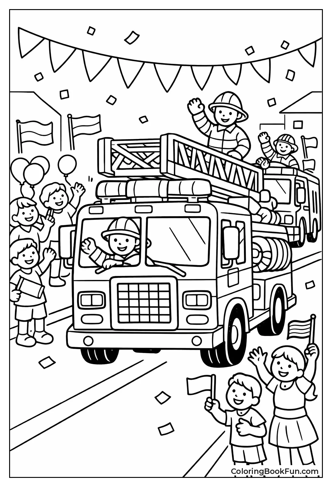 Trucks Parade with Cheering Crowds