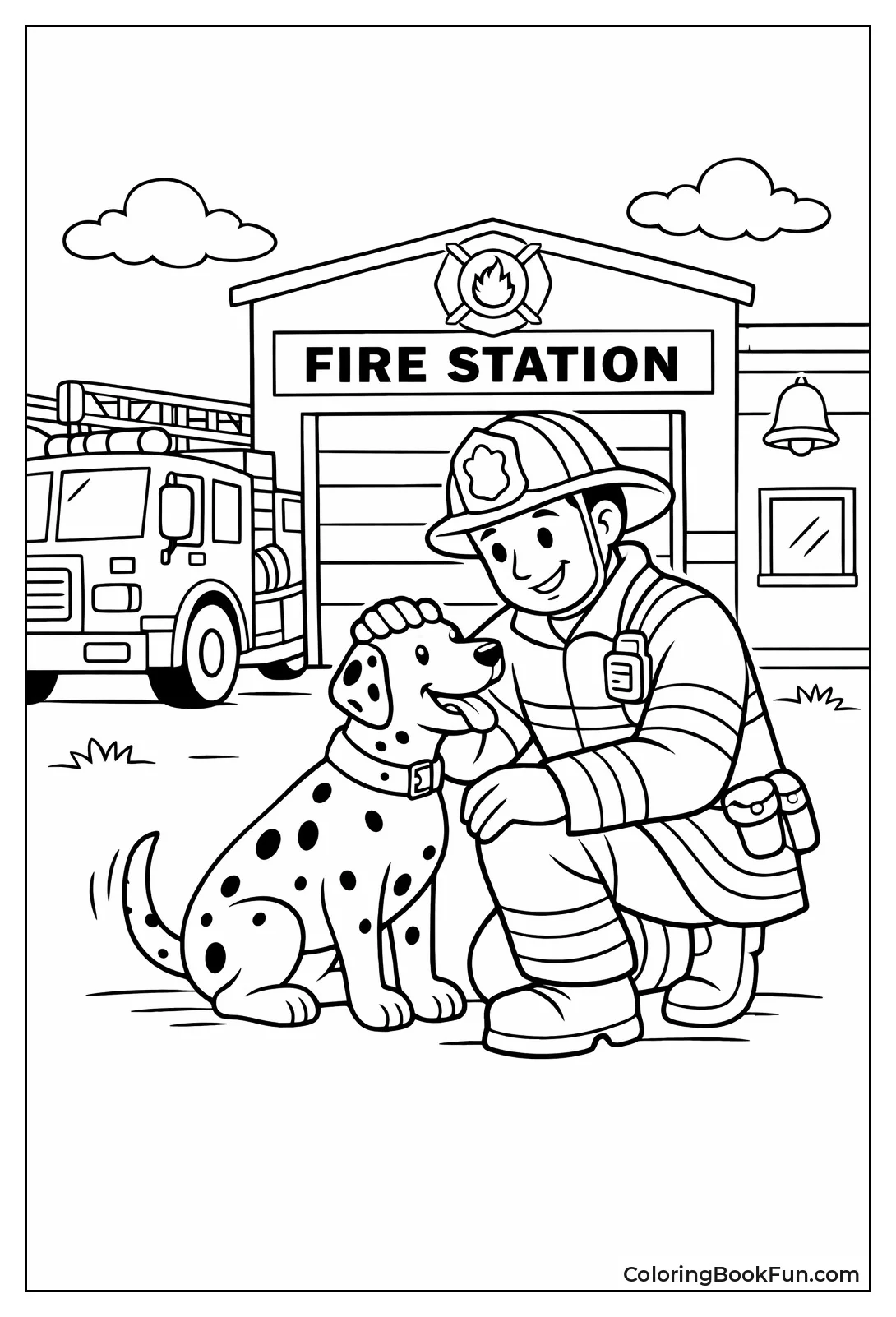 Fireman Petting Dalmatian