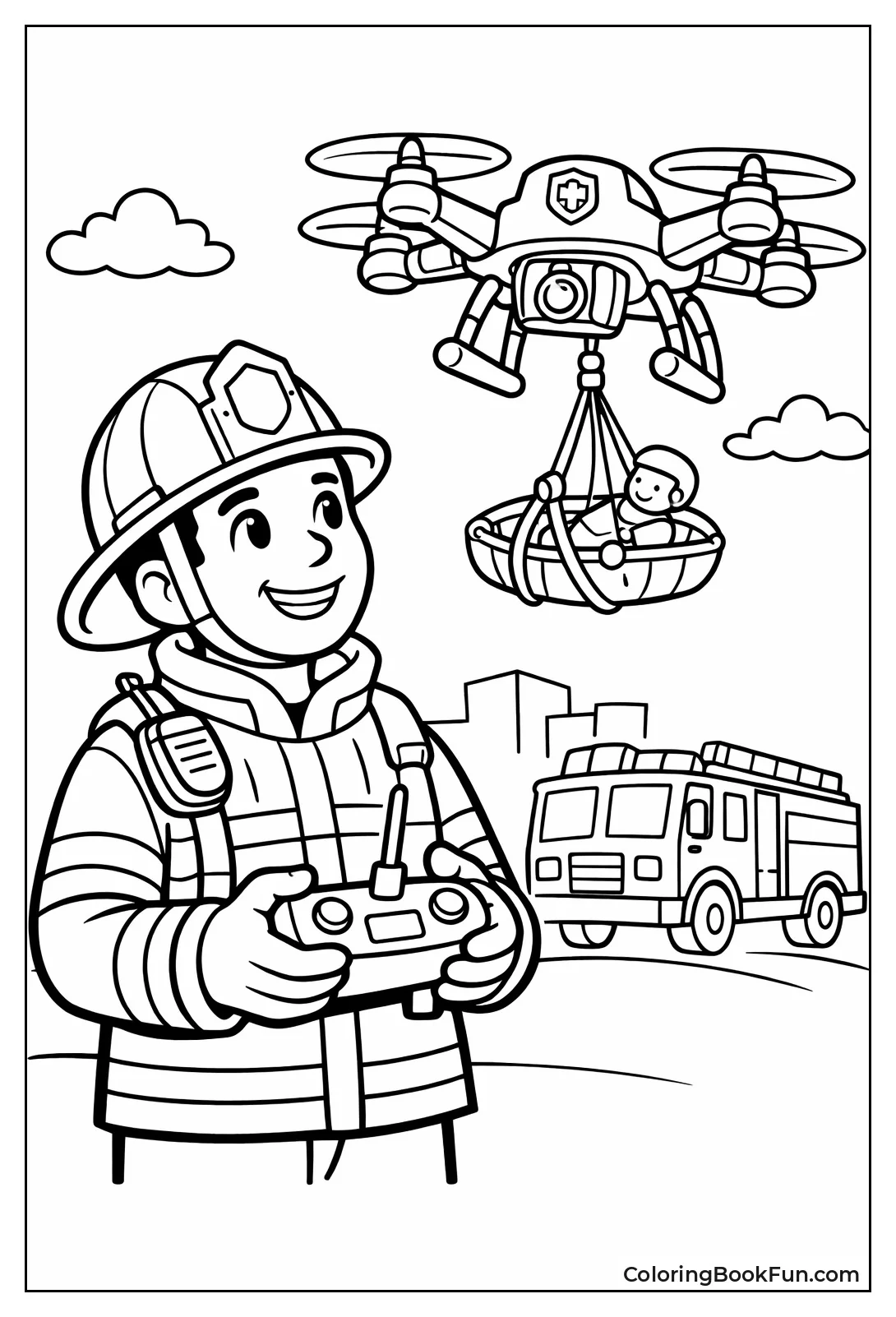 Fireman Flying Rescue Drone