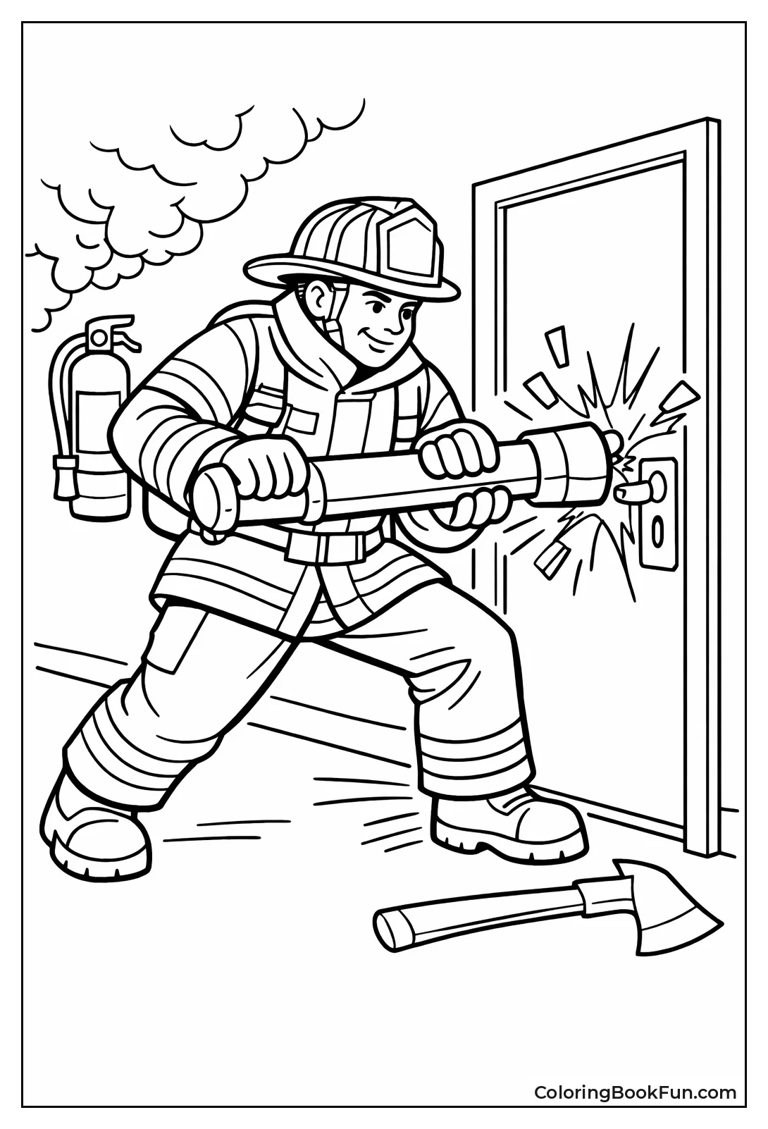Fireman Breaking Open Door