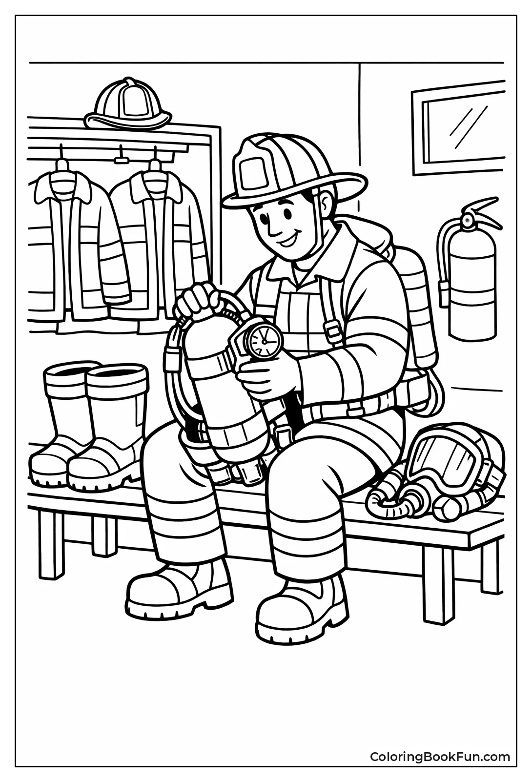 Fireman Checking Station Gear