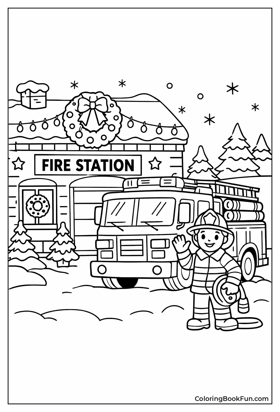 Holiday Lit Fire Station