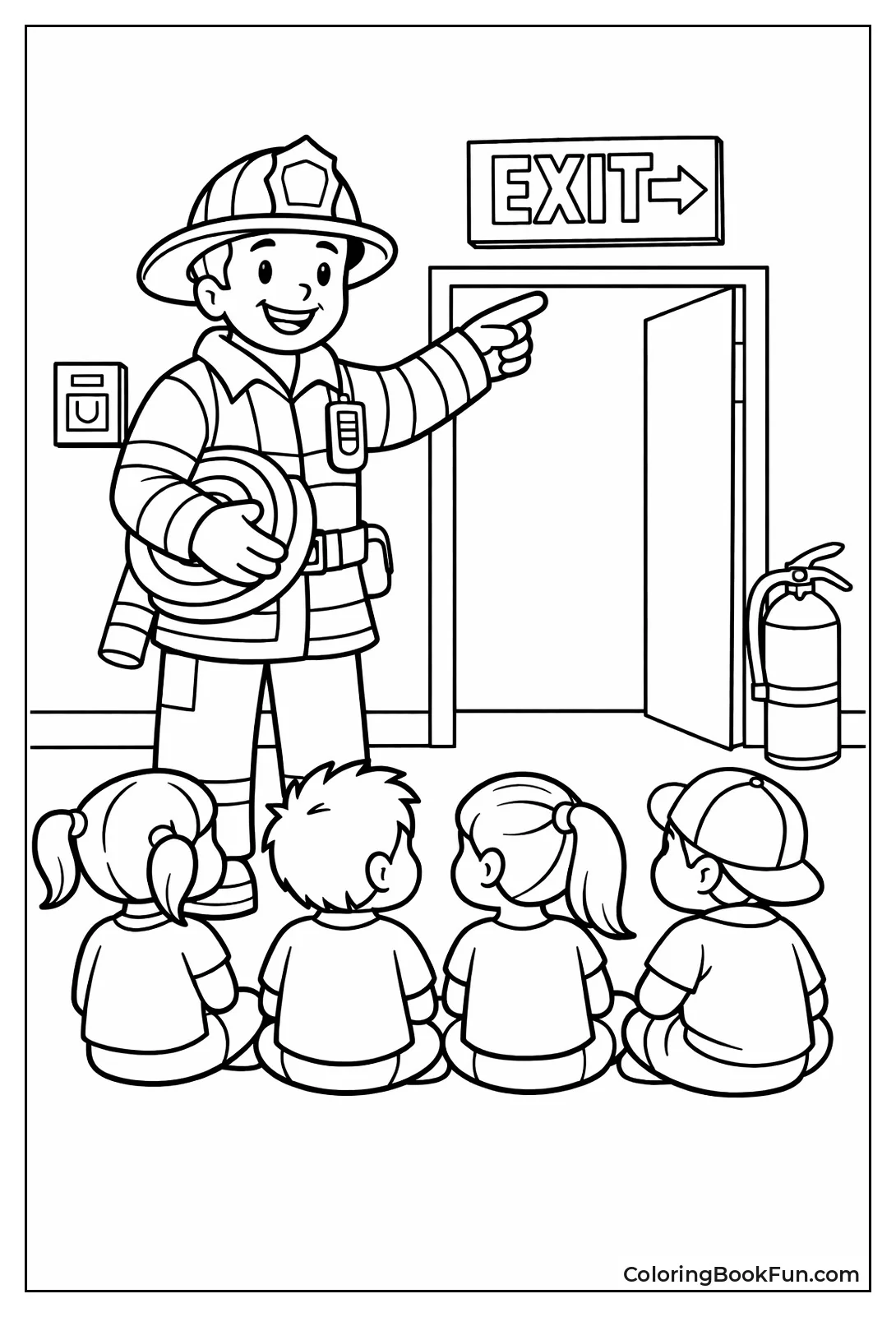 Fireman Teaching School Drill