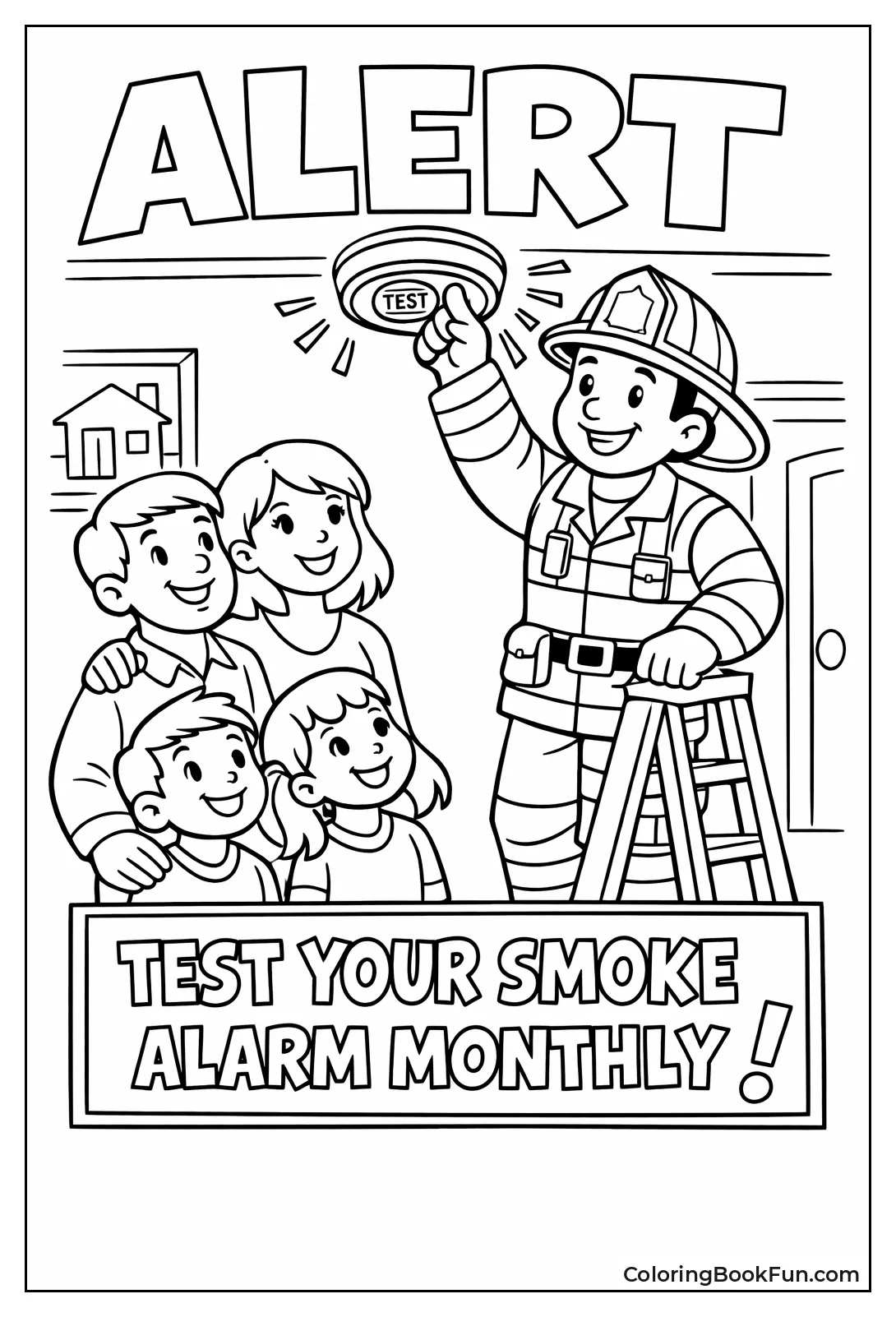 Fireman Testing Smoke Alarm
