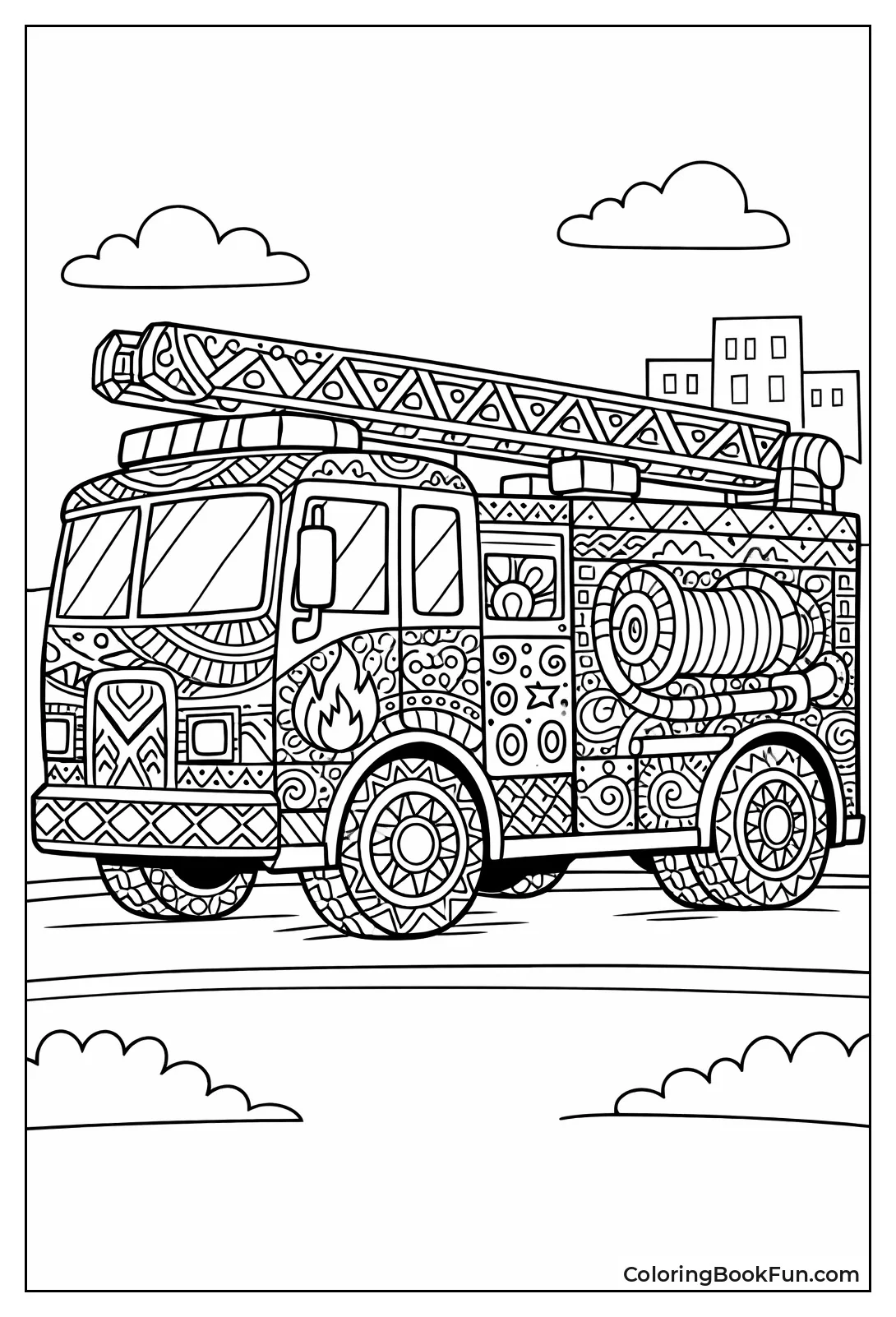 Zentangle Doodle Fire Truck