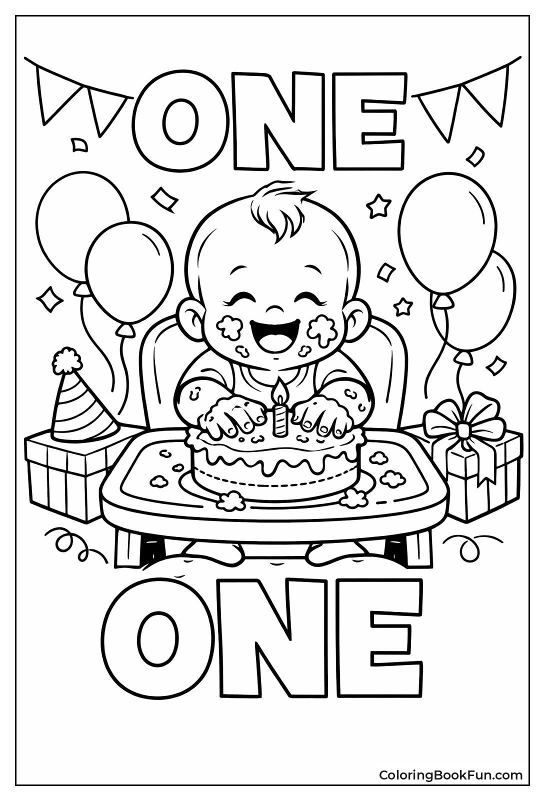 Baby Smashes Birthday Cake