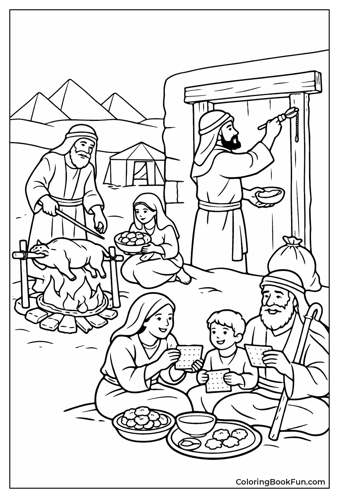 Israelites Roast Lamb at Passover