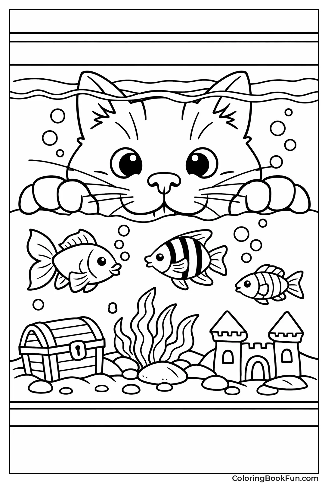 Cat Peers into Fish Tank