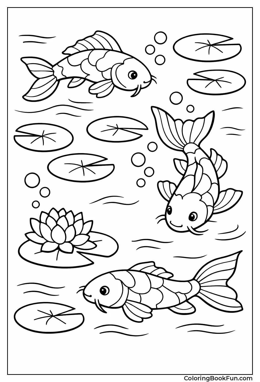 Koi Glide through Pond