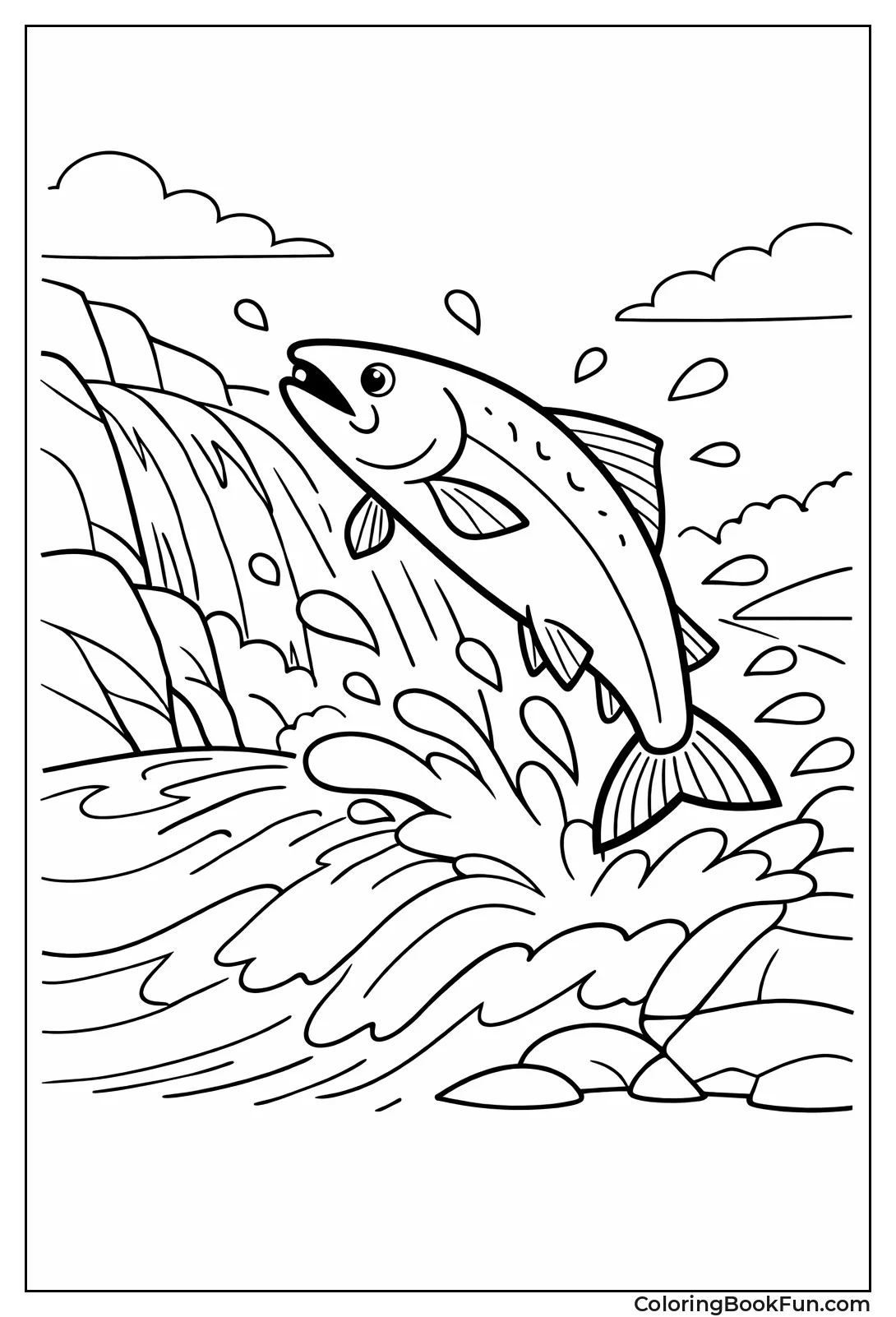 Salmon Jumps up River