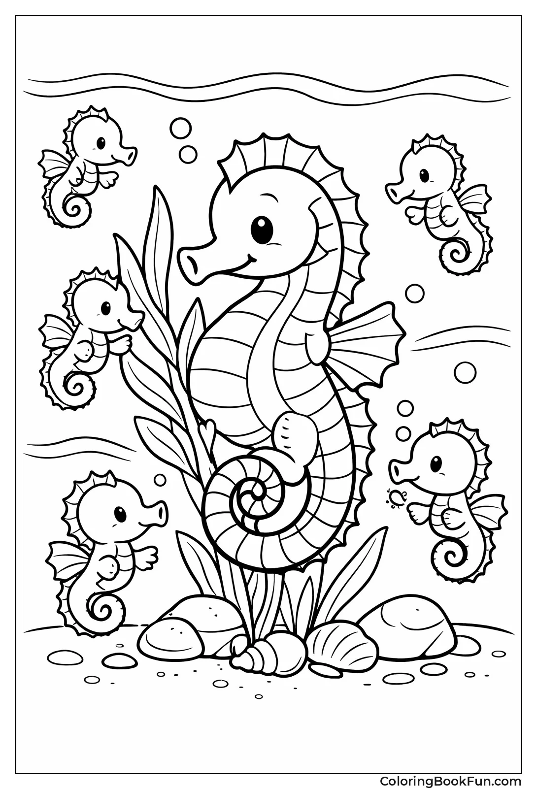 Dad Seahorse Holds Babies