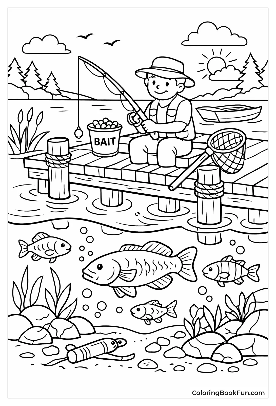 Busy Dock Fishing Scene