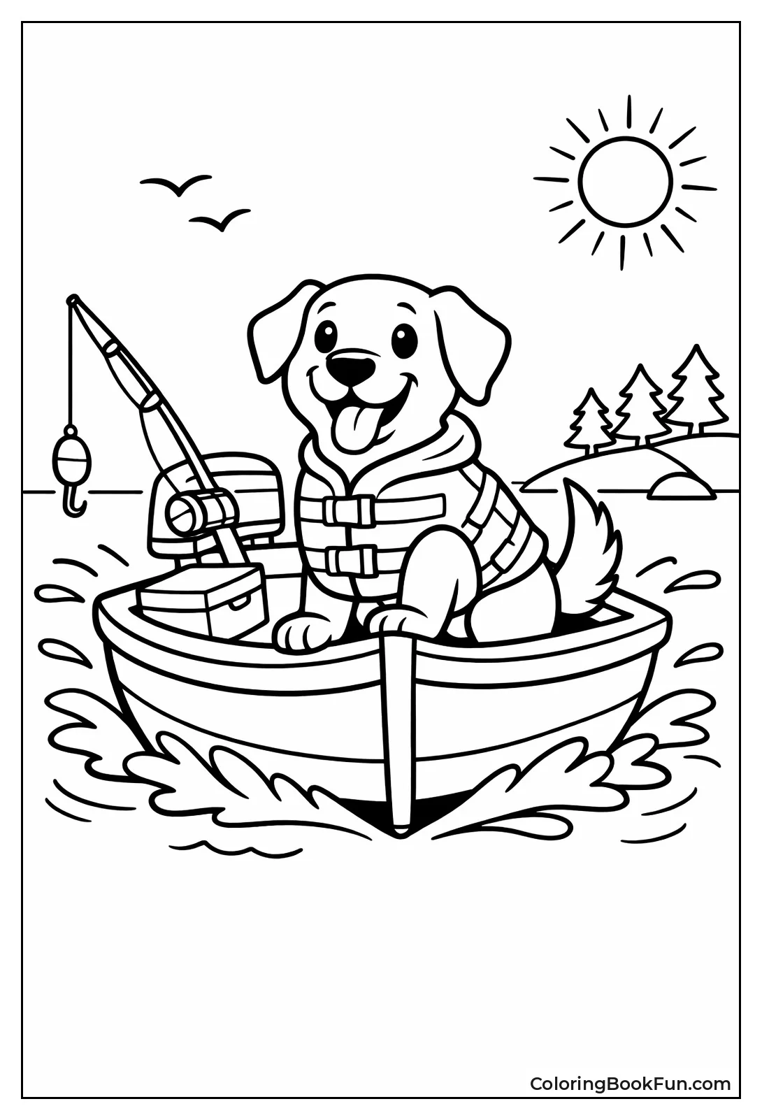 Dog Rides Fishing Boat