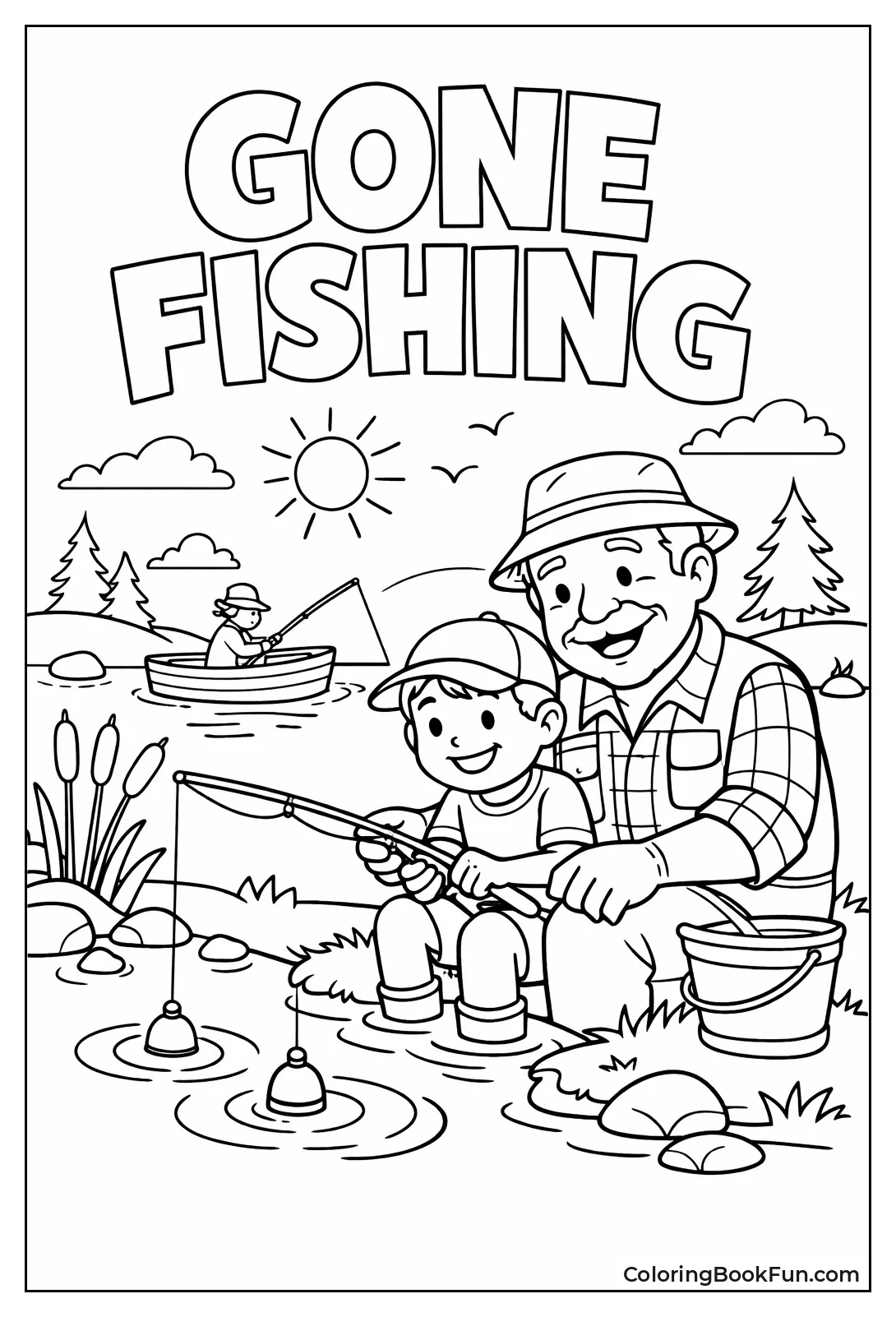 Grandpa Teaches Kid Fishing