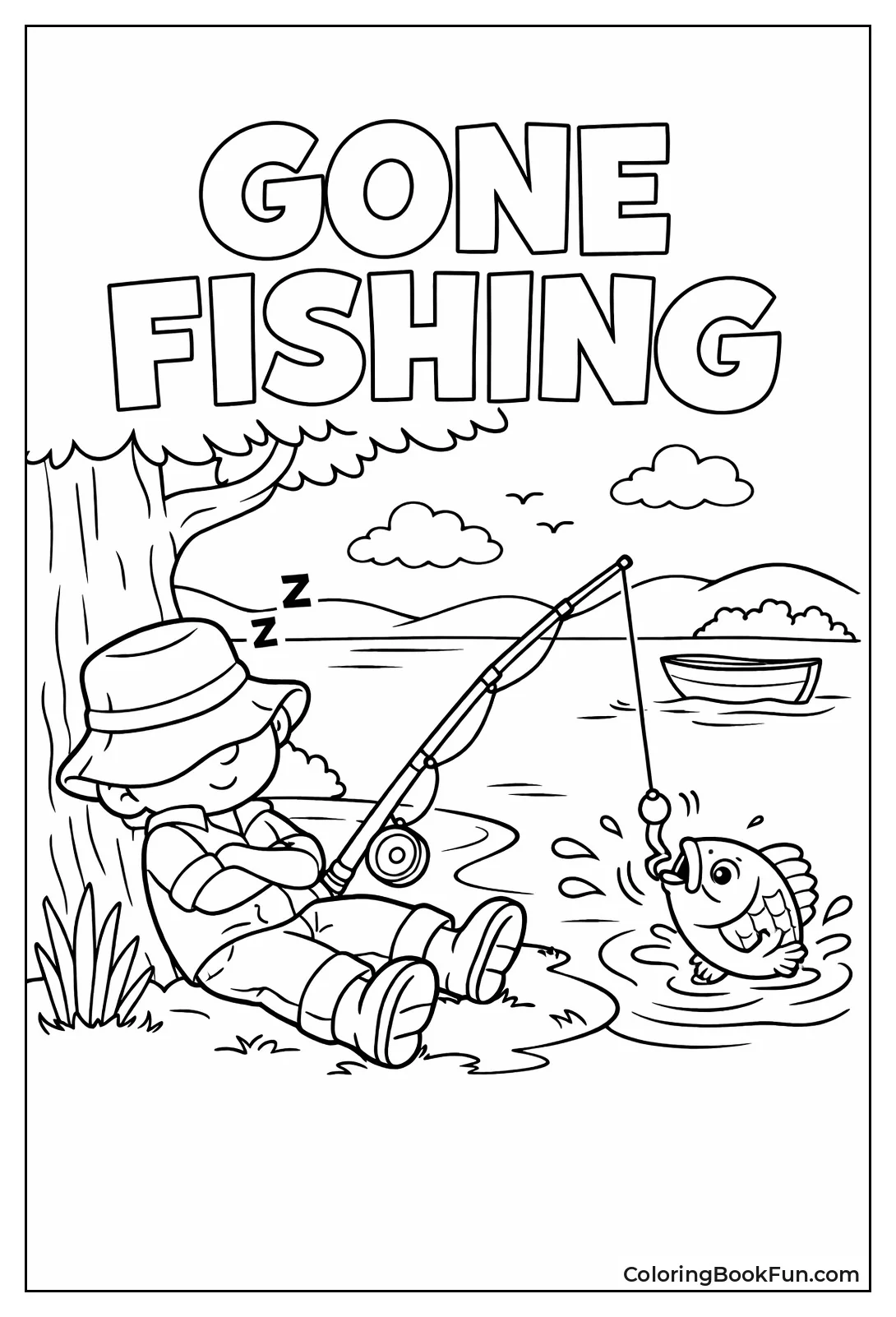 Sleeping Fisherman Tugged Line