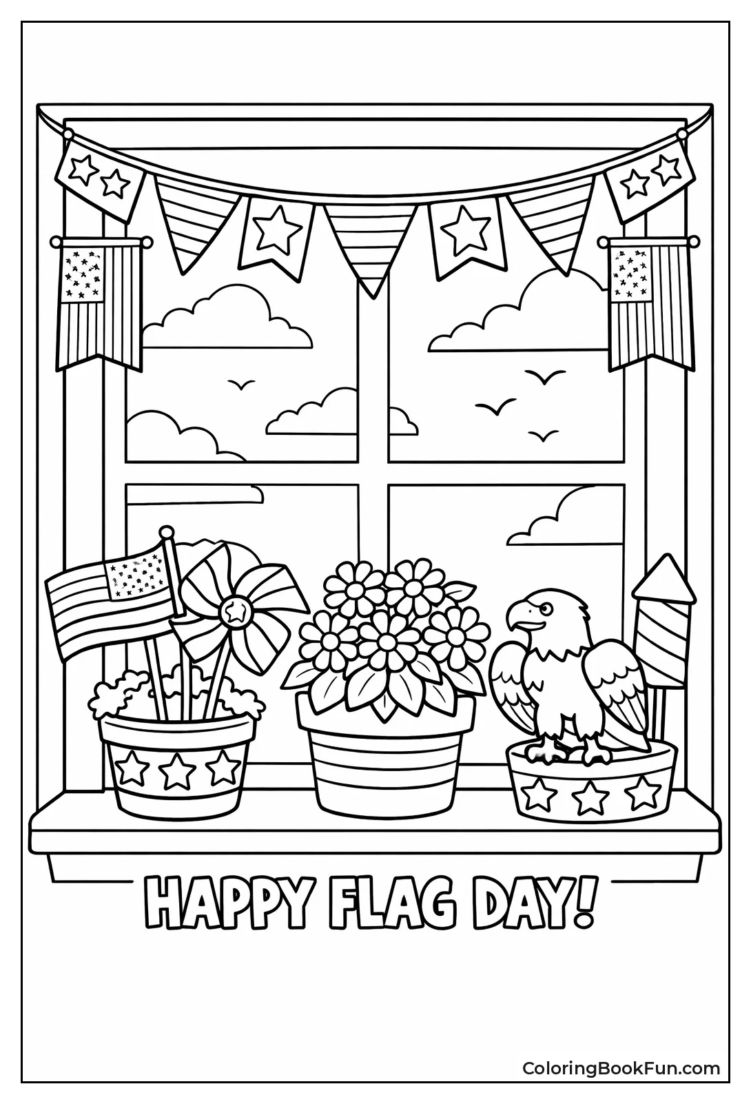 Window with Flag Bunting