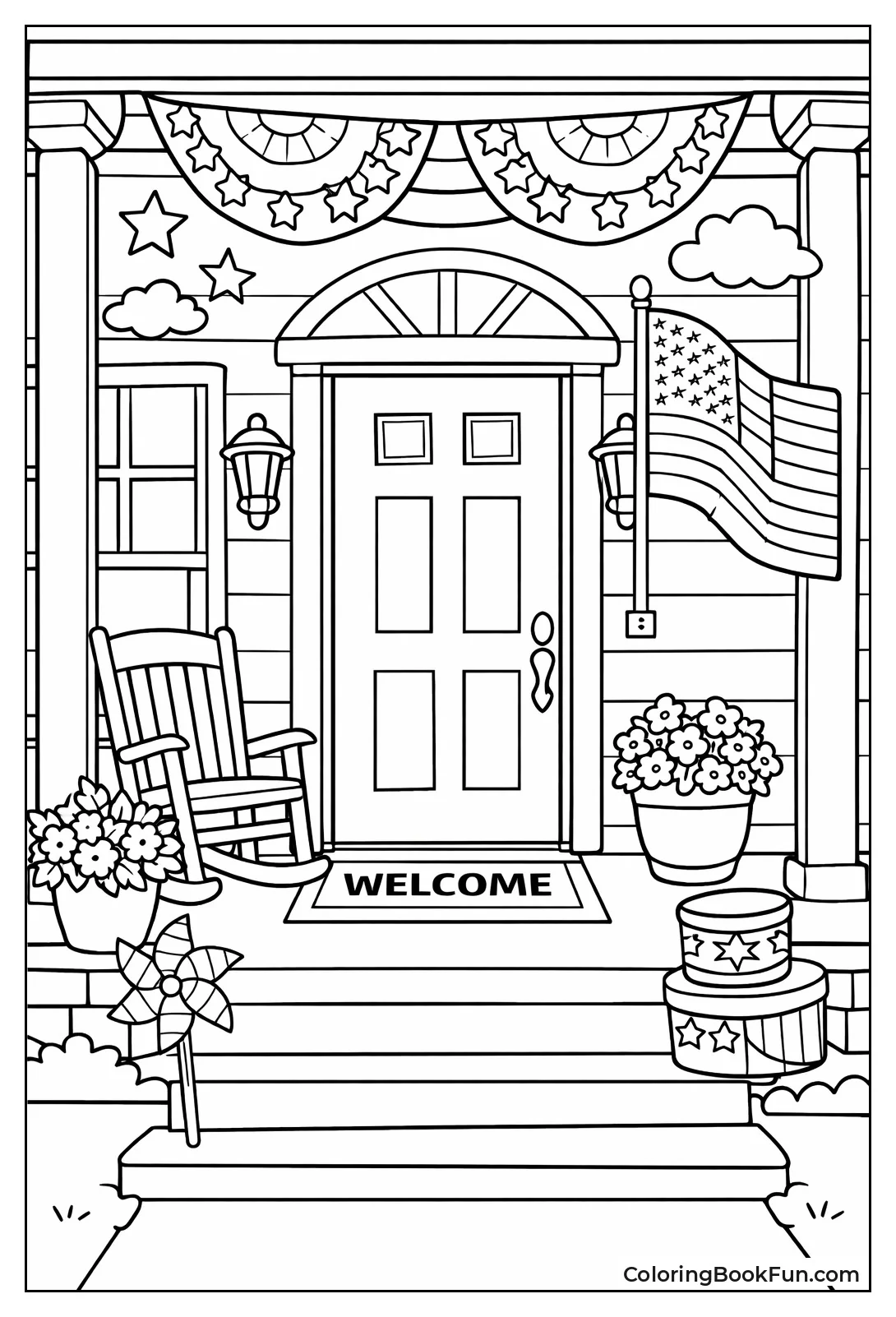 Porch Hangs Flag Bunting