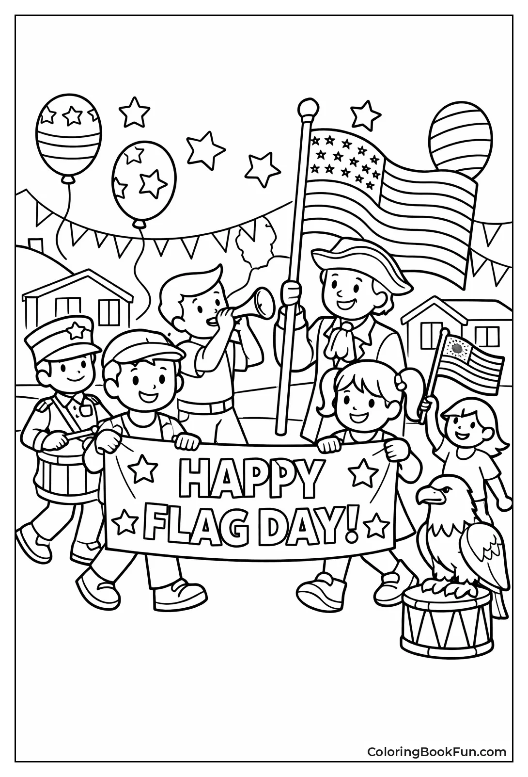 Parade Marchers Carry Flags