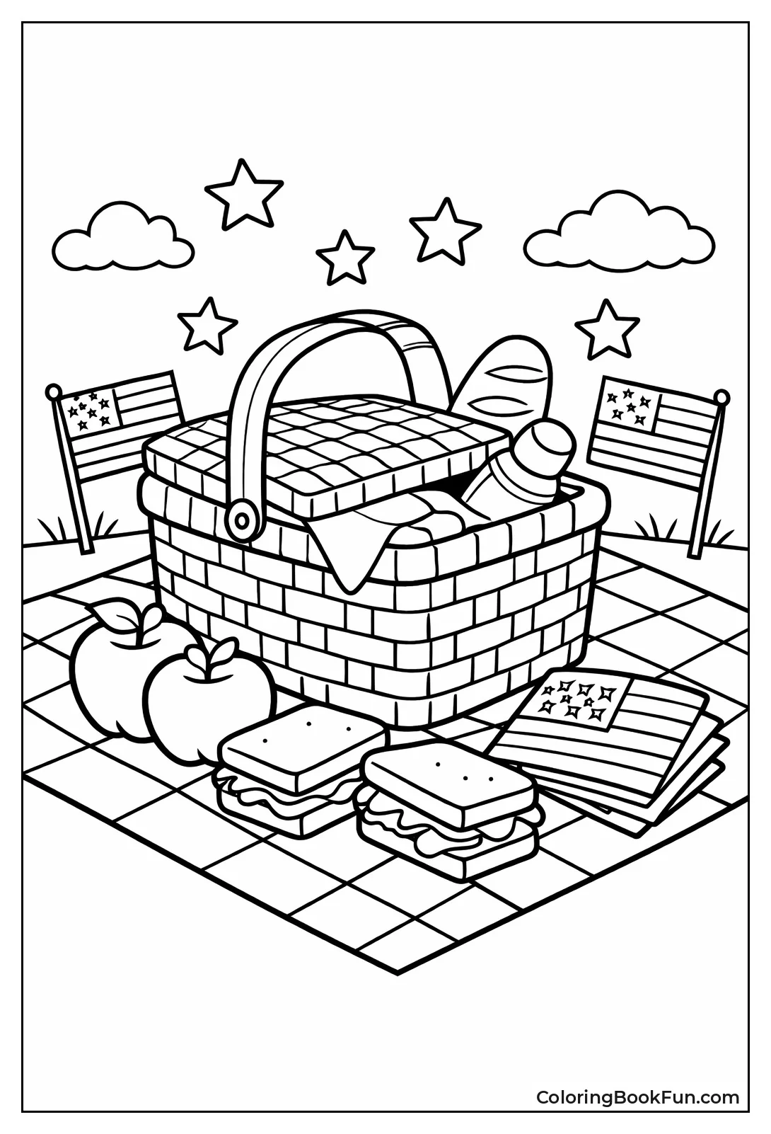 Picnic Basket with Flags